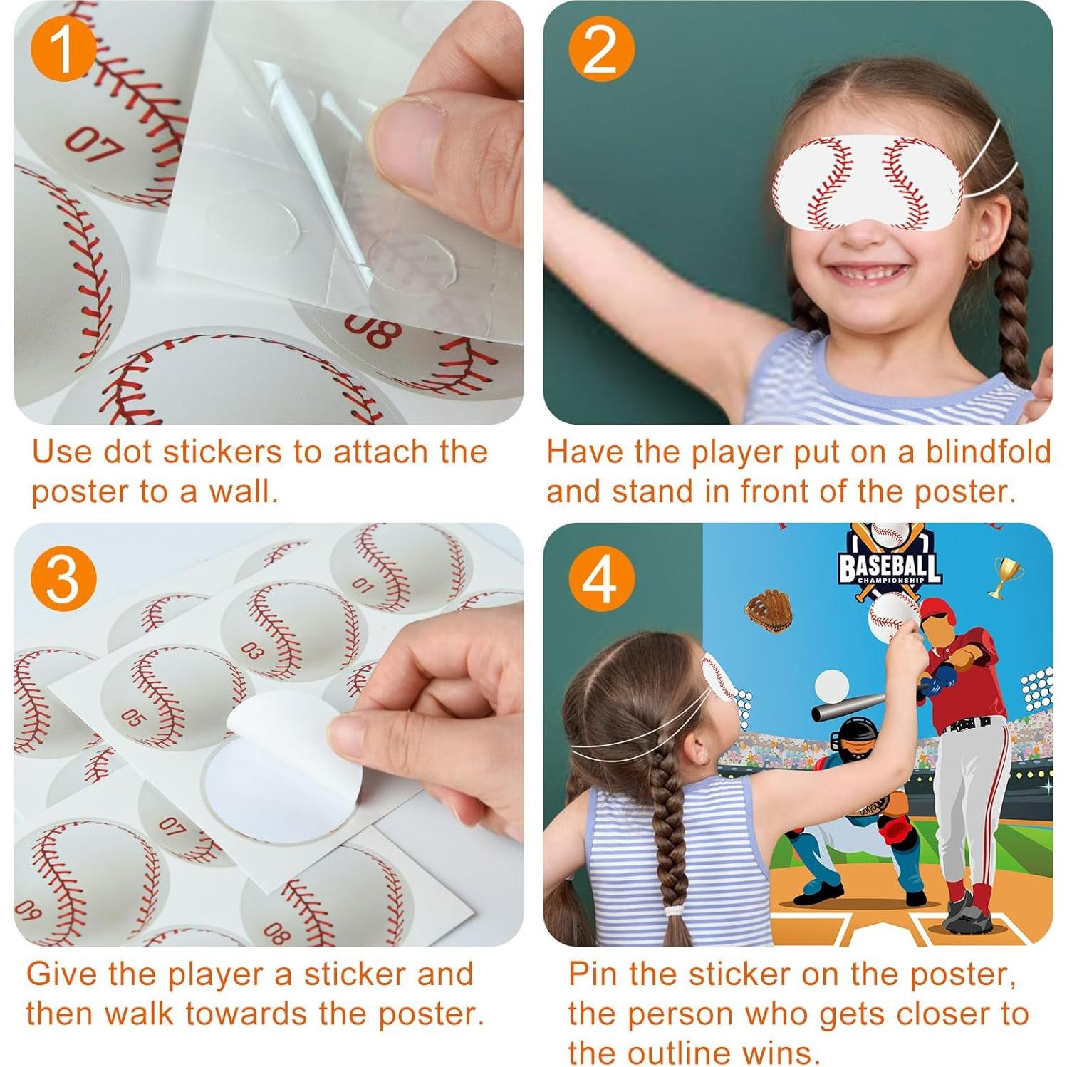 Juego de Fiesta Béisbol PLULON con Póster y Stickers