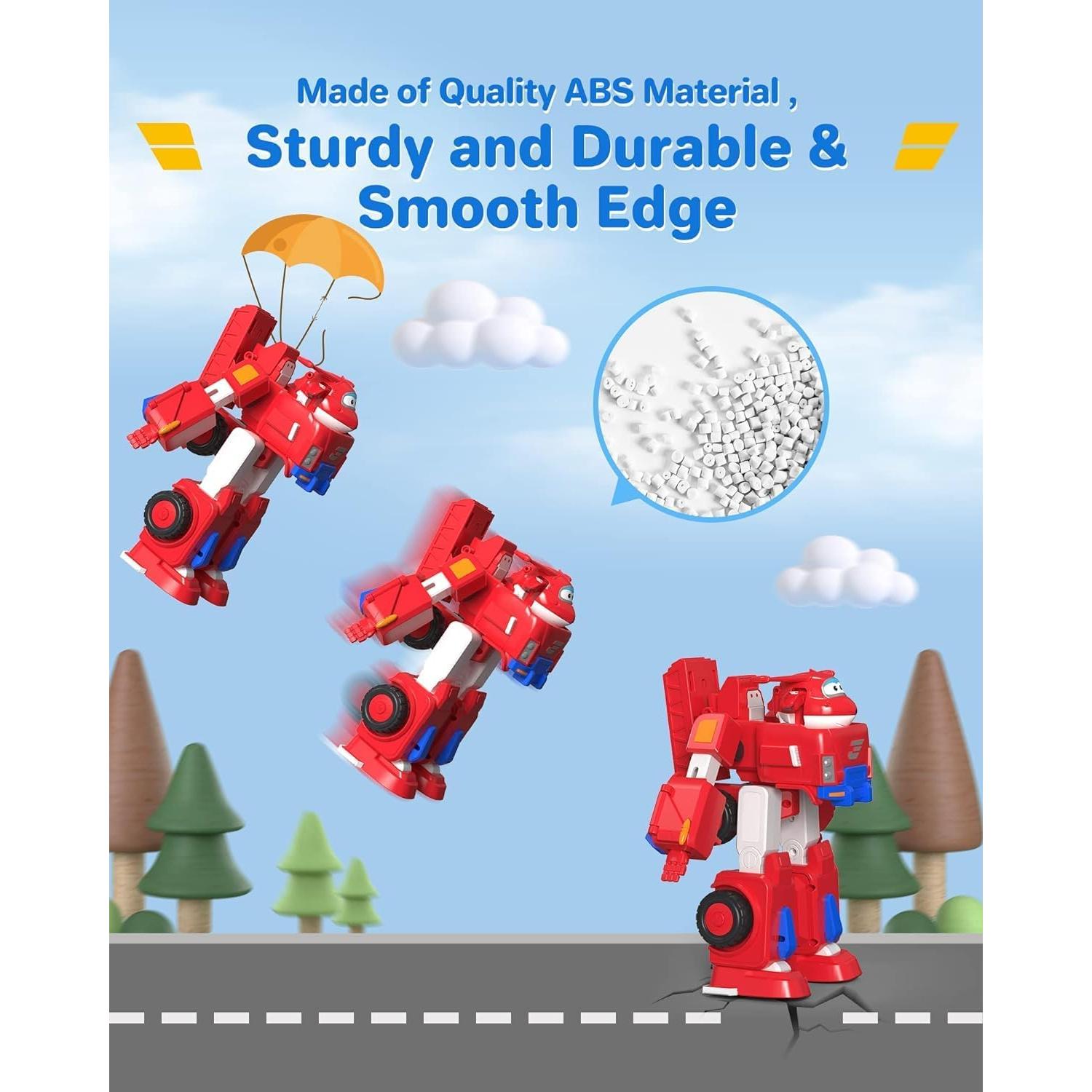 Super Wings Paquete de 4 Figuras Transformadoras 2" Jett Donnie Paul Astra