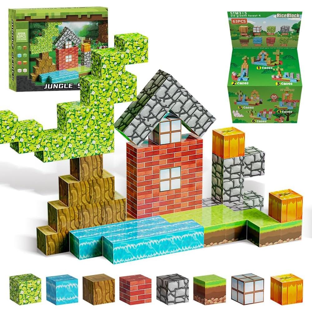 Bloques Magnéticos de Construcción Shantou 63 PCS para Niños