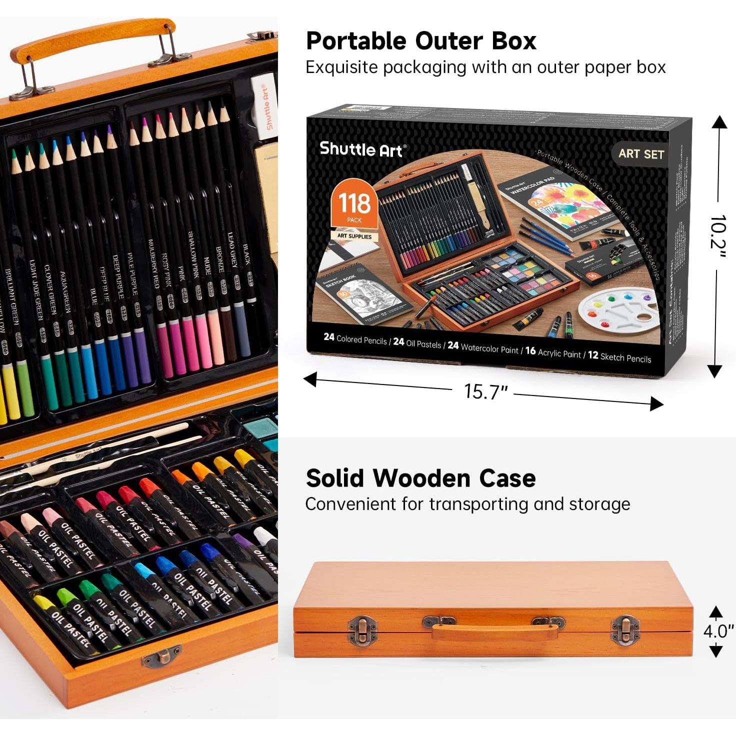 Set de Arte Deluxe Shuttle Art 118 Piezas en Caja de Madera