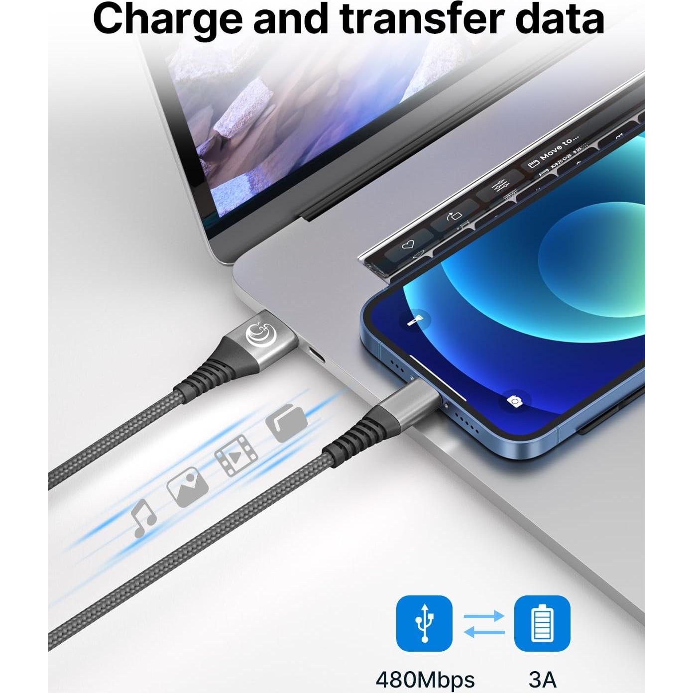 Cargador Lightning Yosou 3M (2 Unidades) Carga Rápida iPhone