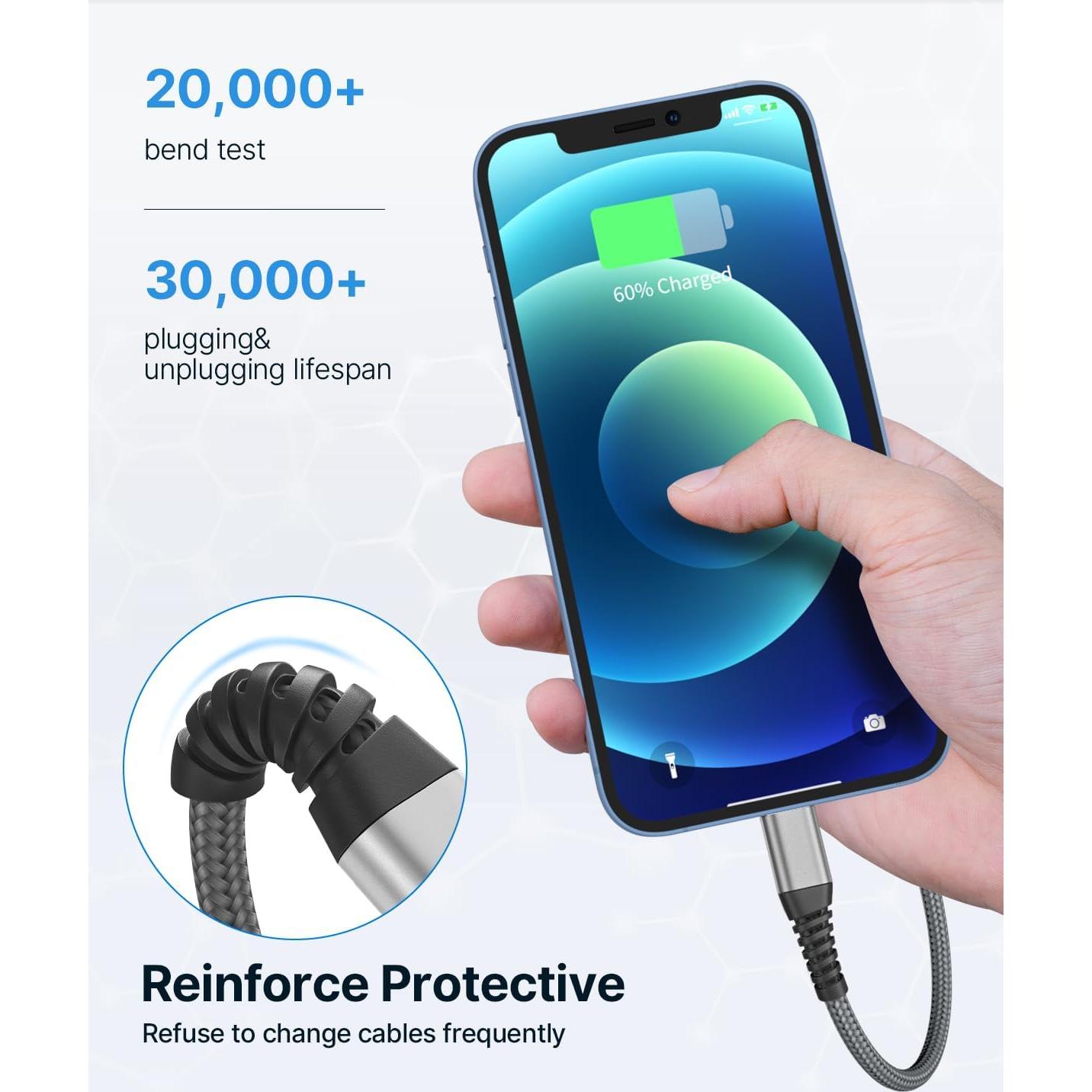 Cargador Lightning Yosou 3M (2 Unidades) Carga Rápida iPhone