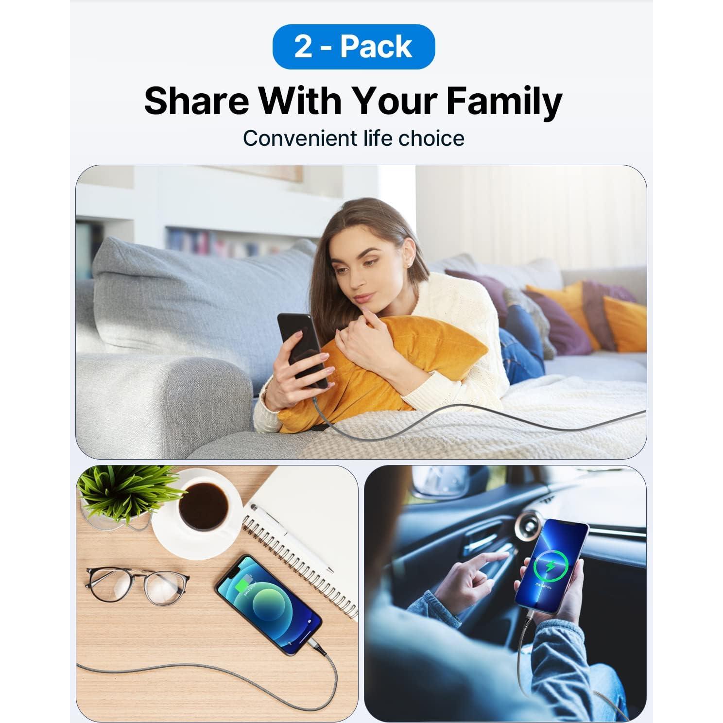 Cargador Lightning Yosou 3M (2 Unidades) Carga Rápida iPhone