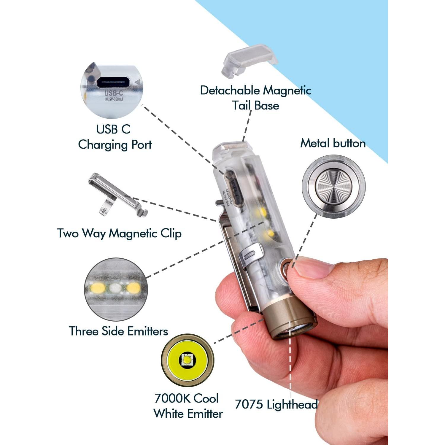 Linterna Recargable RovyVon A7 G4 650 Lúmenes USB C EDC