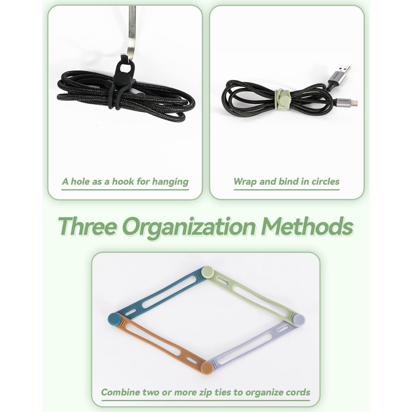 30 Correas de Silicona Reutilizables Viaky para Organizar Cables