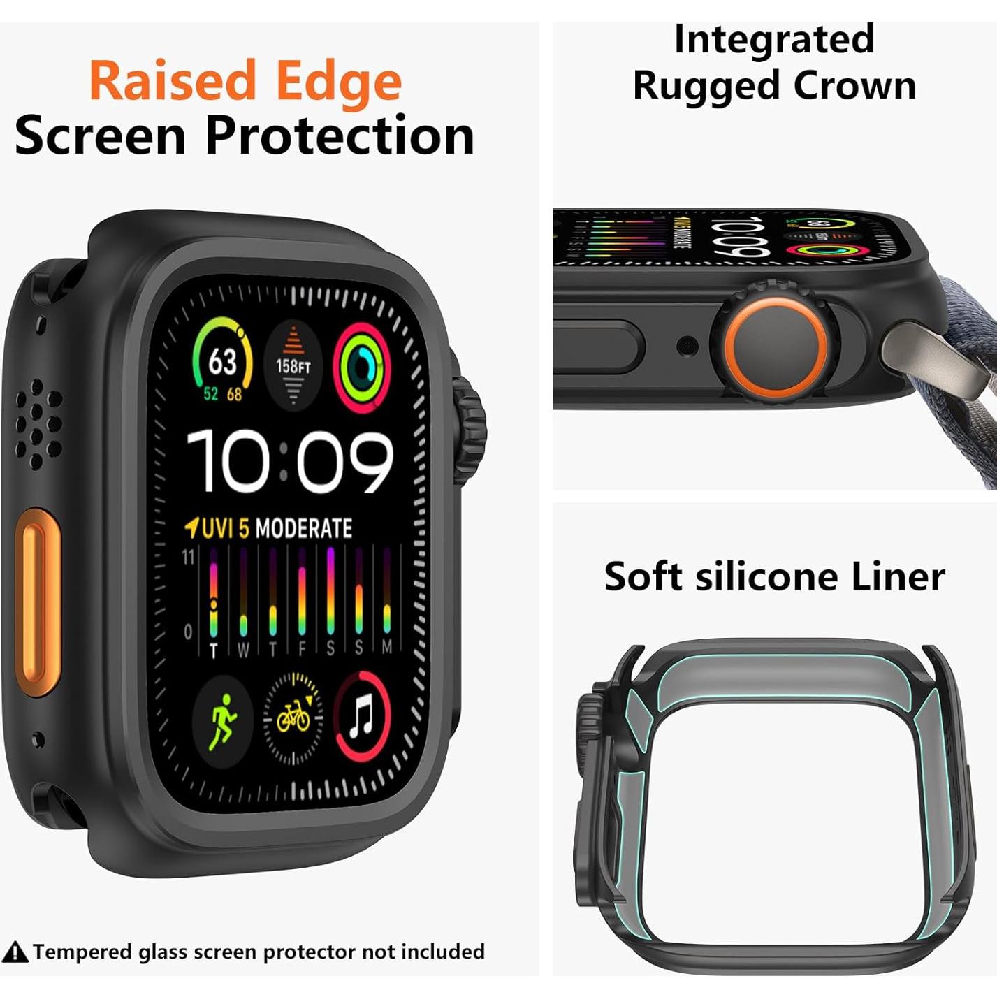 Funda de Metal amBand W1 para Apple Watch 44mm - Negro