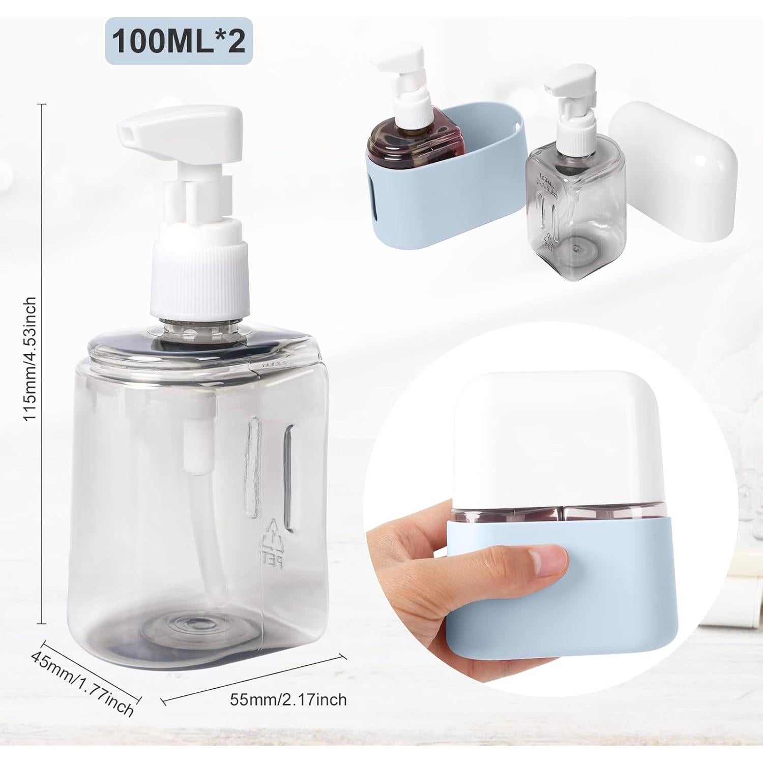 Botellas de viaje Yamadura 100ml para tocador, 6 piezas