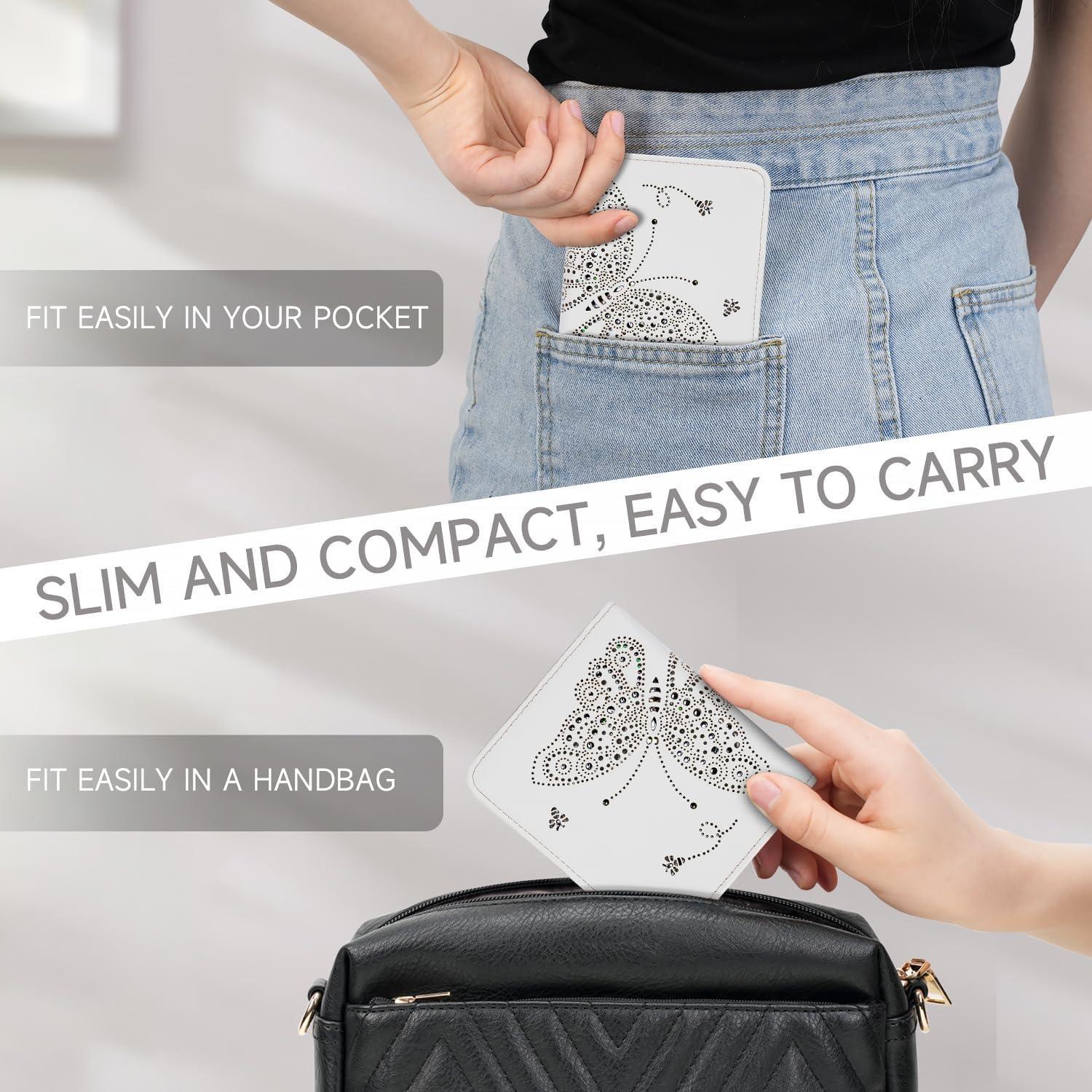 Billetera RFID Compacta KITEVIUN para Mujeres Blanca 9.4x10.5cm