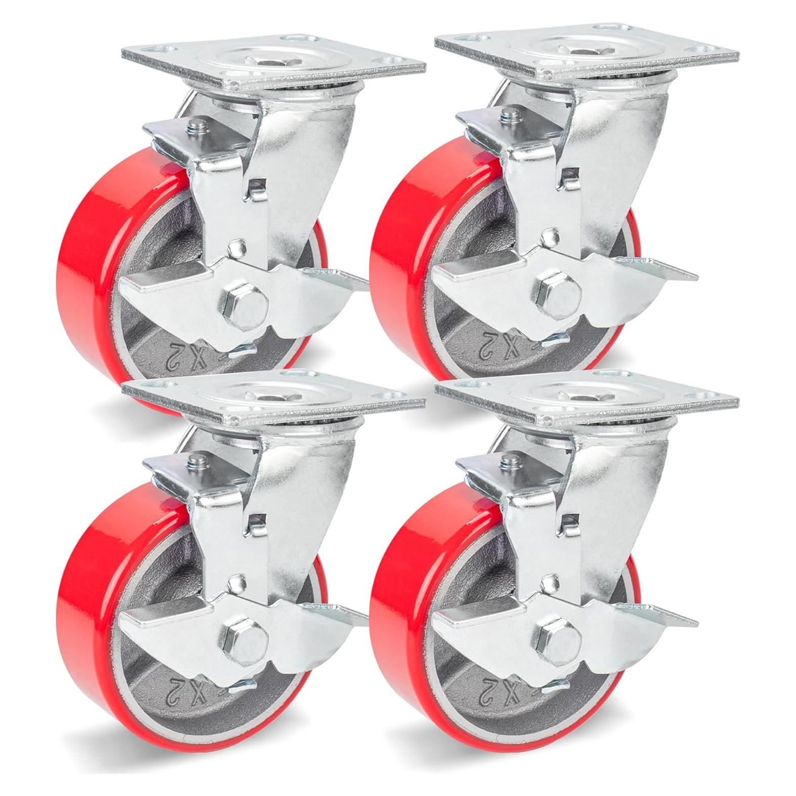 Nefish Juego de 4 Ruedas Giratorias 12.7 cm con Freno 1814 kg