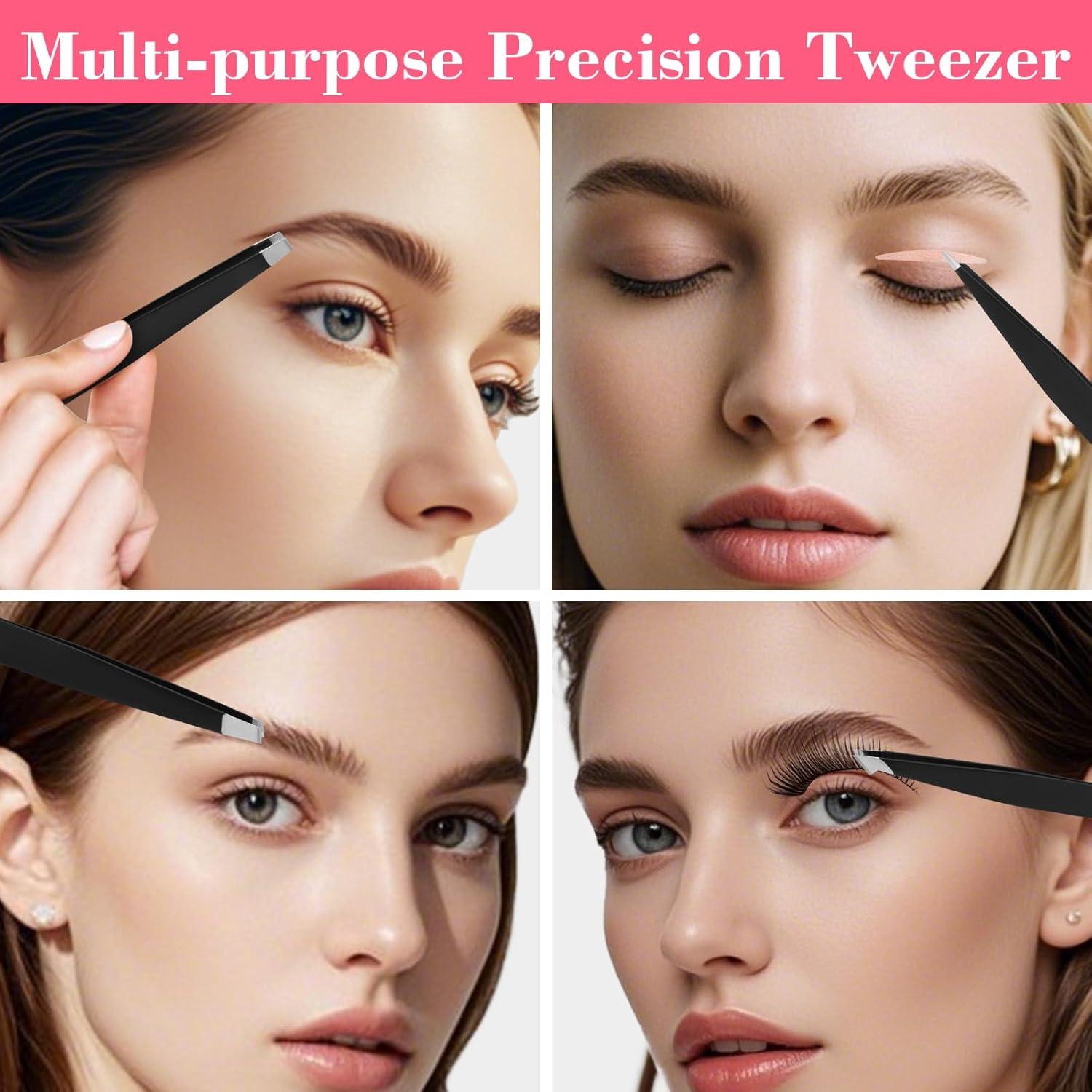 Juego de Pinzas de Acero Inoxidable Hyxhappy 9 Piezas con Estuche