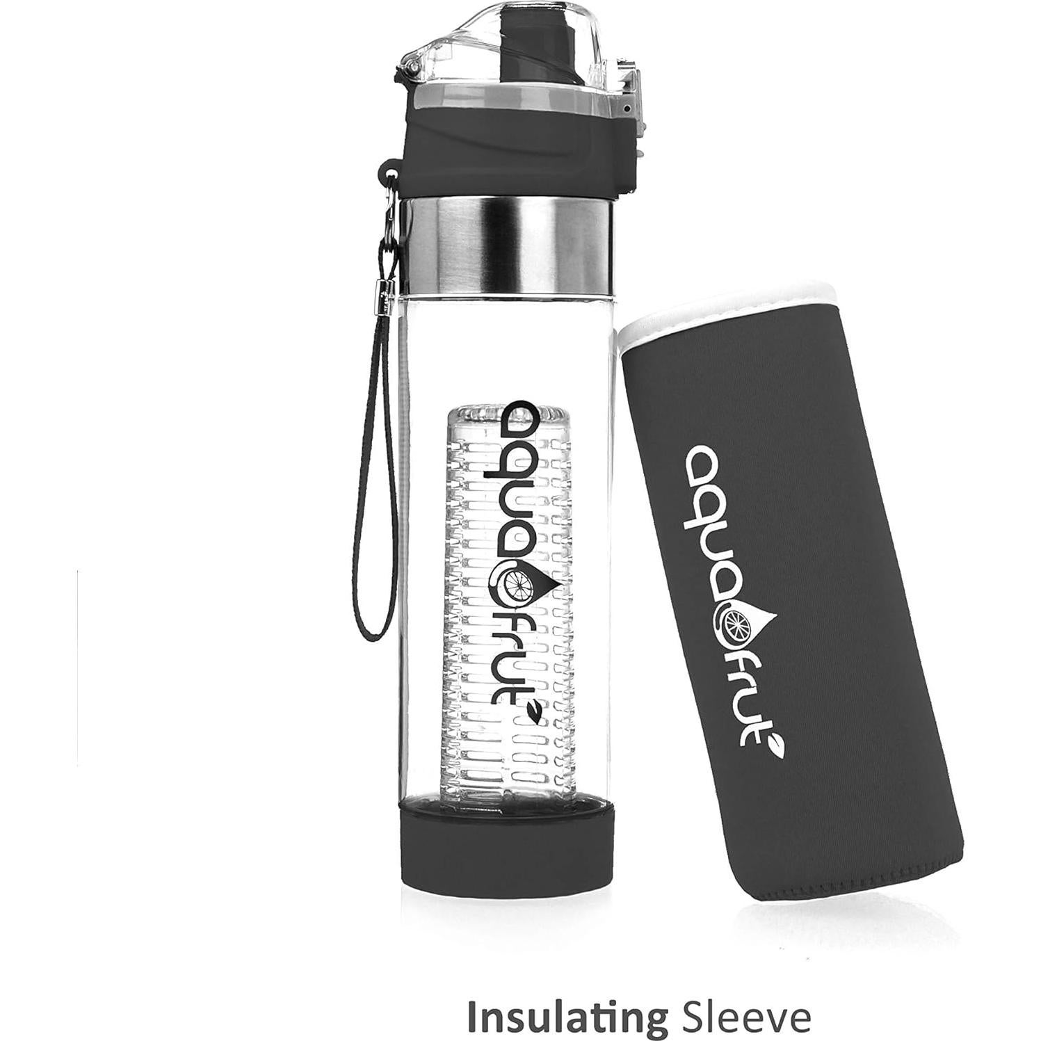 Botella Infusora de Frutas AquaFrut 24 Oz Negra Libre BPA
