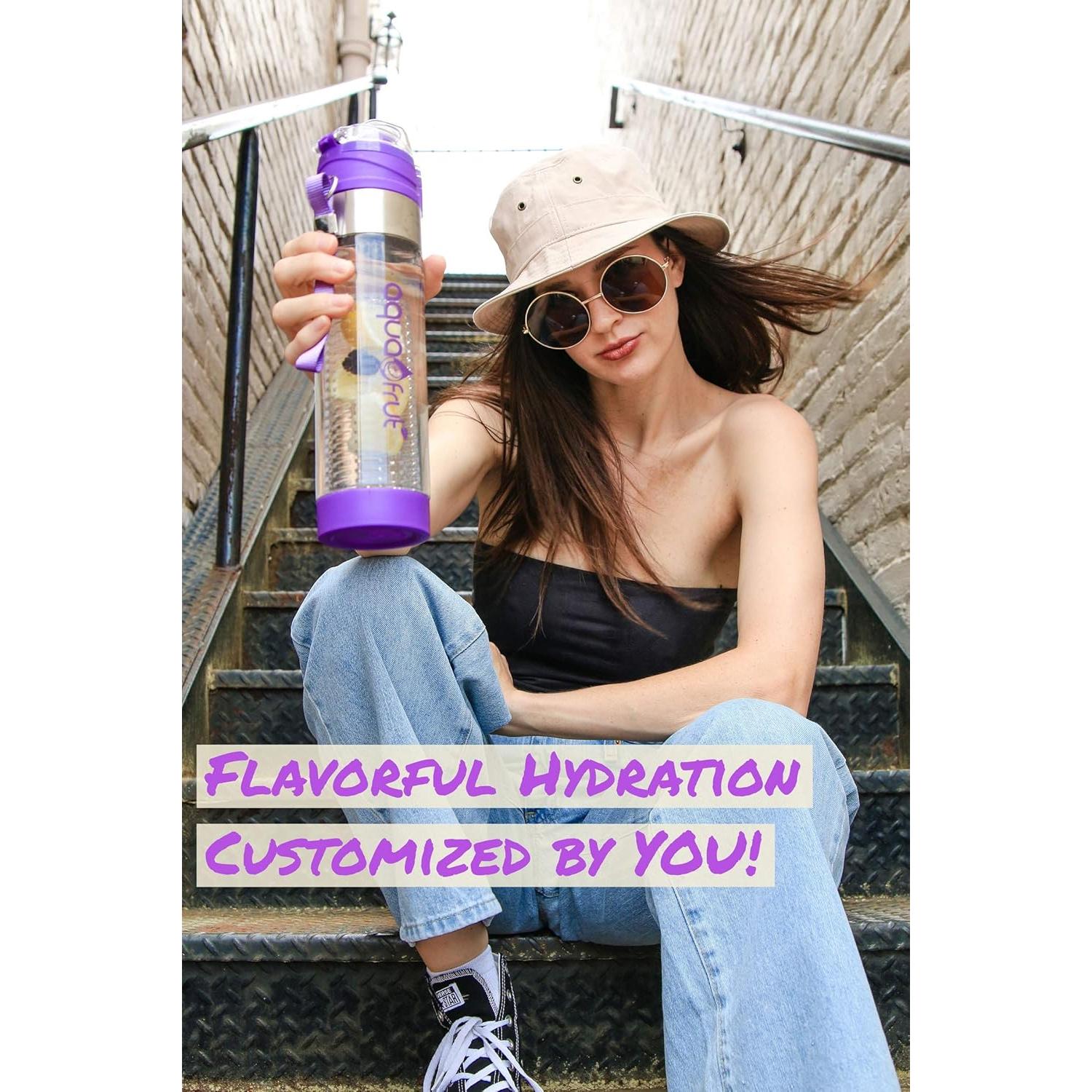 Botella Infusora de Frutas AquaFrut 24 Oz Negra Libre BPA