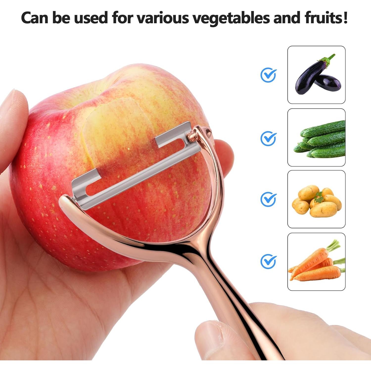 Pelador Ergonómico LIIGEMI de Acero Inoxidable - Oro Rosa