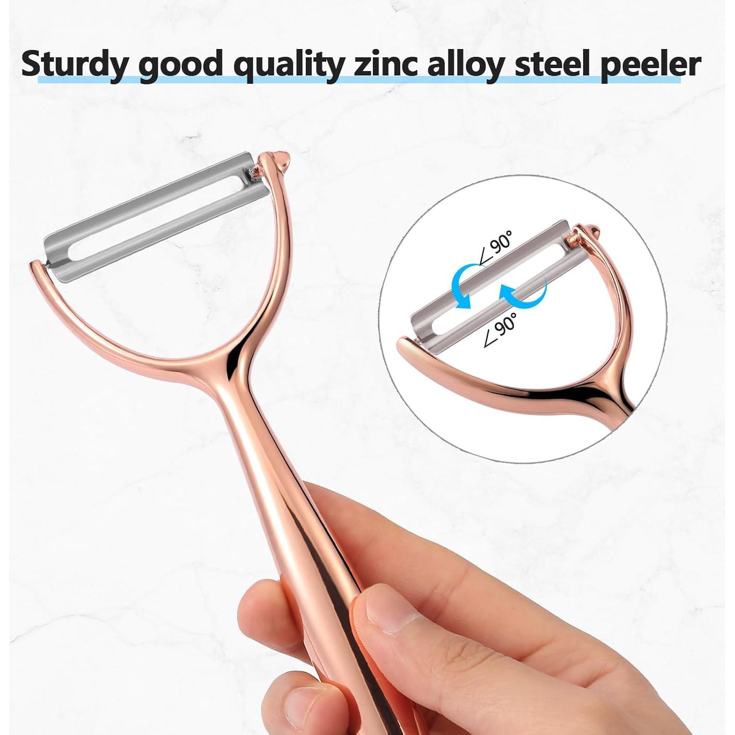 Pelador Ergonómico LIIGEMI de Acero Inoxidable - Oro Rosa