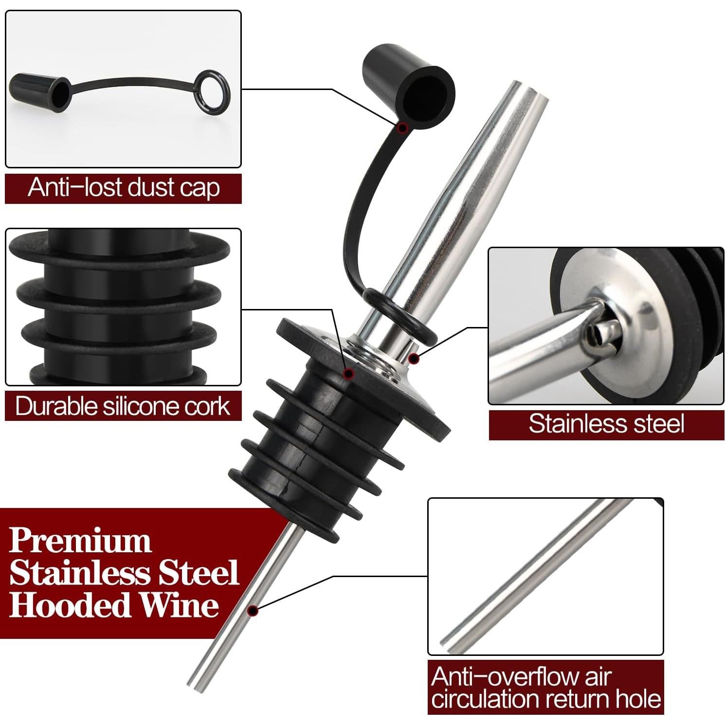 Paquete de 100 vertedores de licor acero inoxidable con tapa