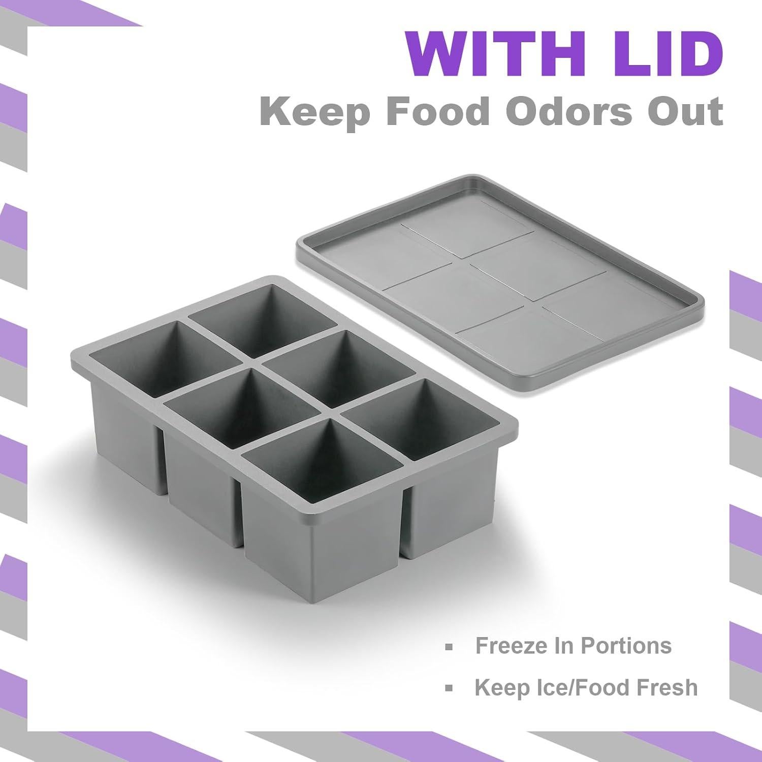 Bandeja de Hielo Grande Nax Caki 3 Pack con Tapa - Silicona