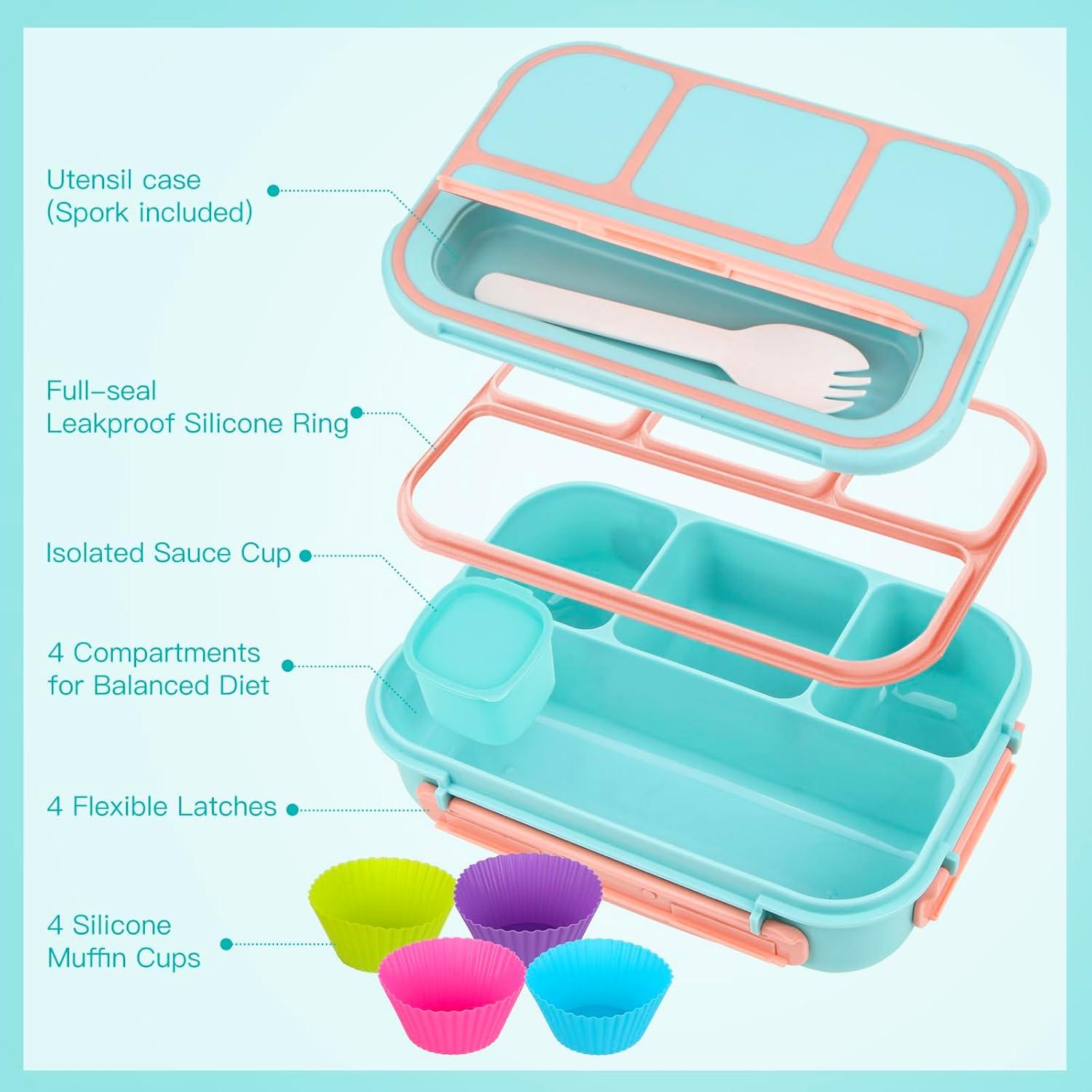 Caja de Almuerzo Bento MaMix Azul Pastel 1300ml 4 Compartimentos