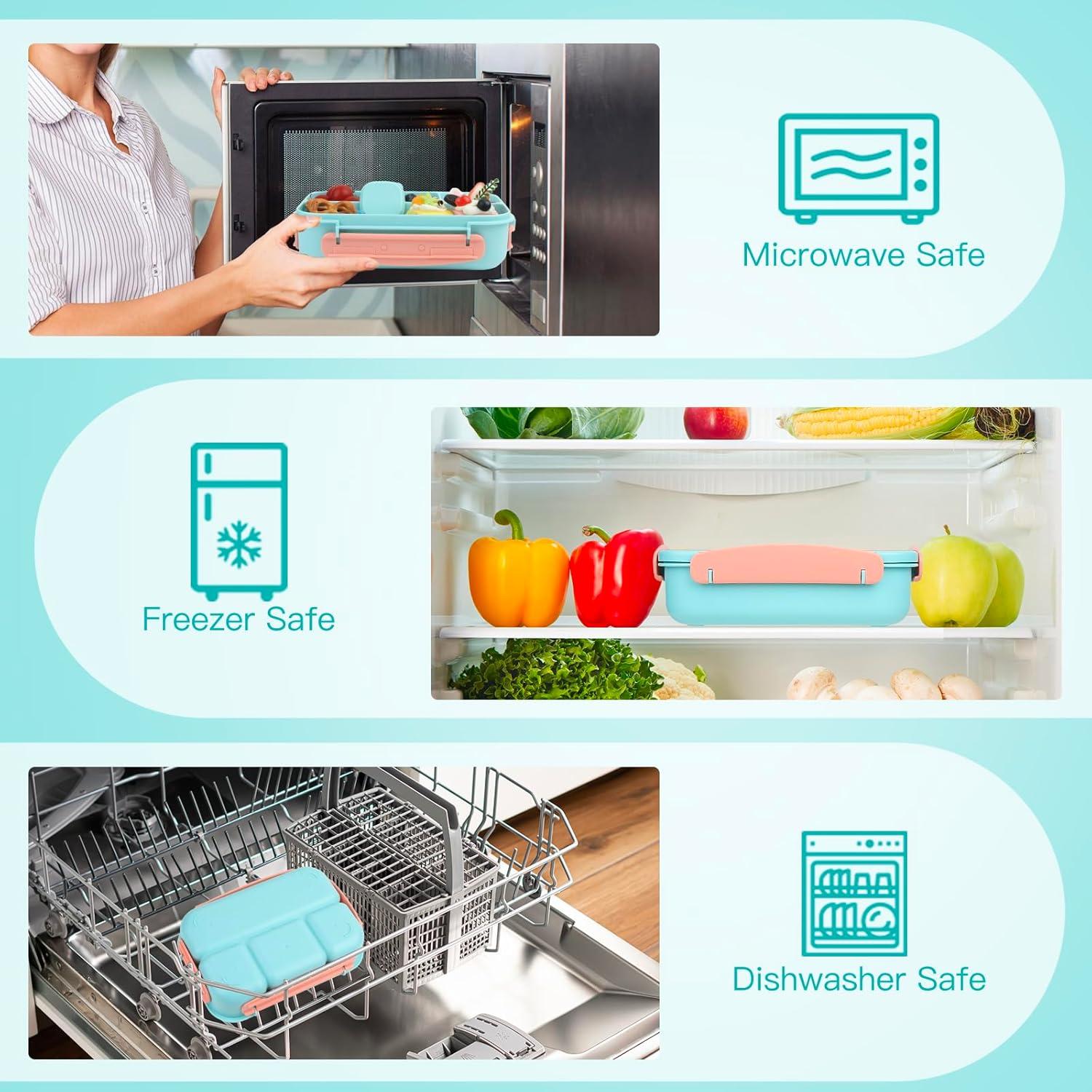 Caja de Almuerzo Bento MaMix Azul Pastel 1300ml 4 Compartimentos