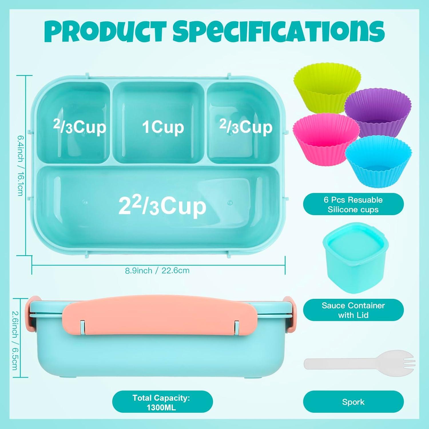 Caja de Almuerzo Bento MaMix Azul Pastel 1300ml 4 Compartimentos