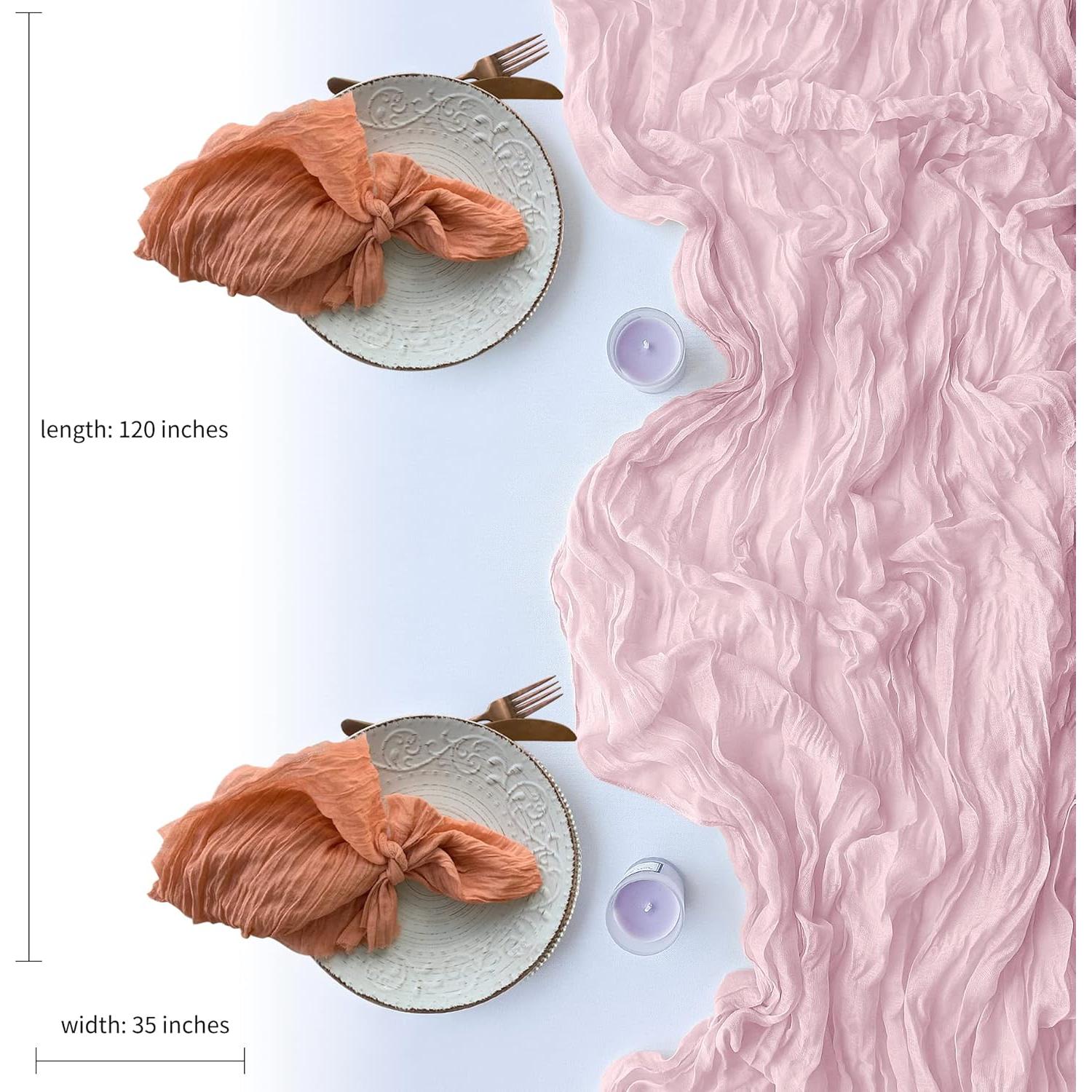 6 Piezas Cubre Mesa de Gasa Rosa 304.8 x 88.9 cm para Boda