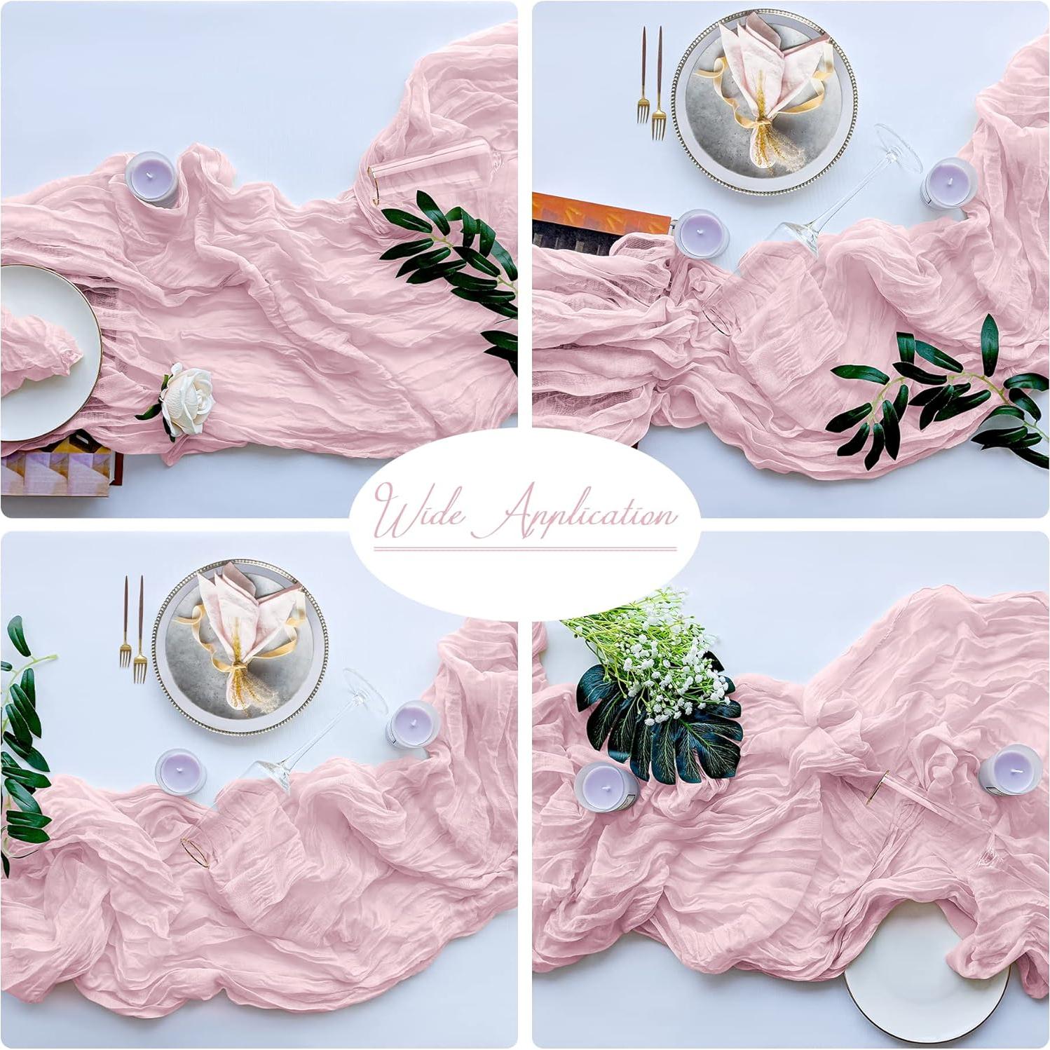 6 Piezas Cubre Mesa de Gasa Rosa 304.8 x 88.9 cm para Boda