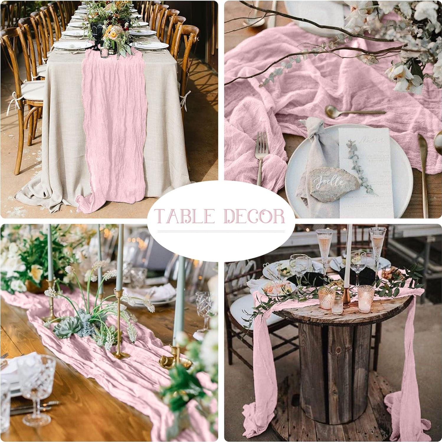 6 Piezas Cubre Mesa de Gasa Rosa 304.8 x 88.9 cm para Boda