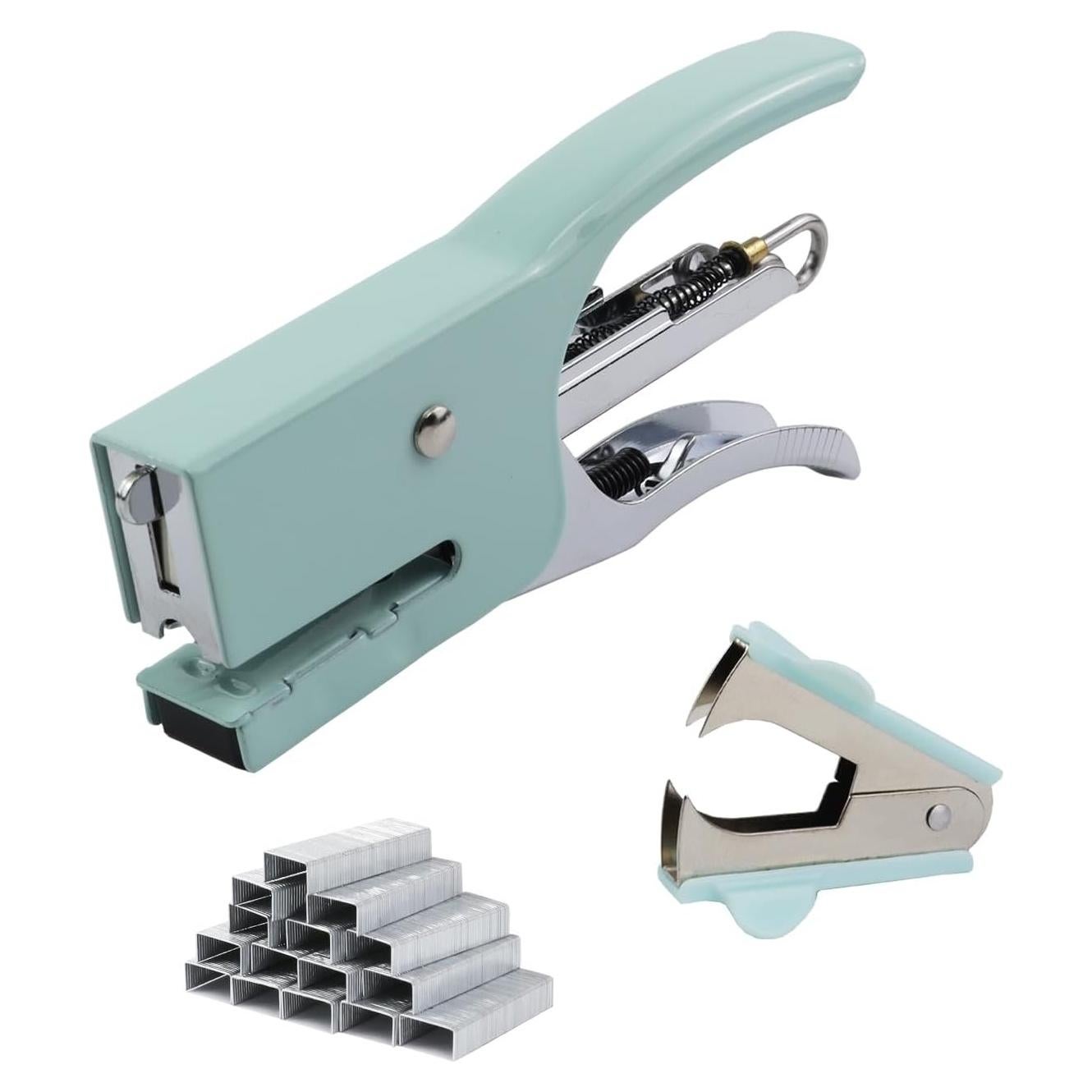 Grapadora de Mano Aacehlh Verde Menta con 750 Grapas