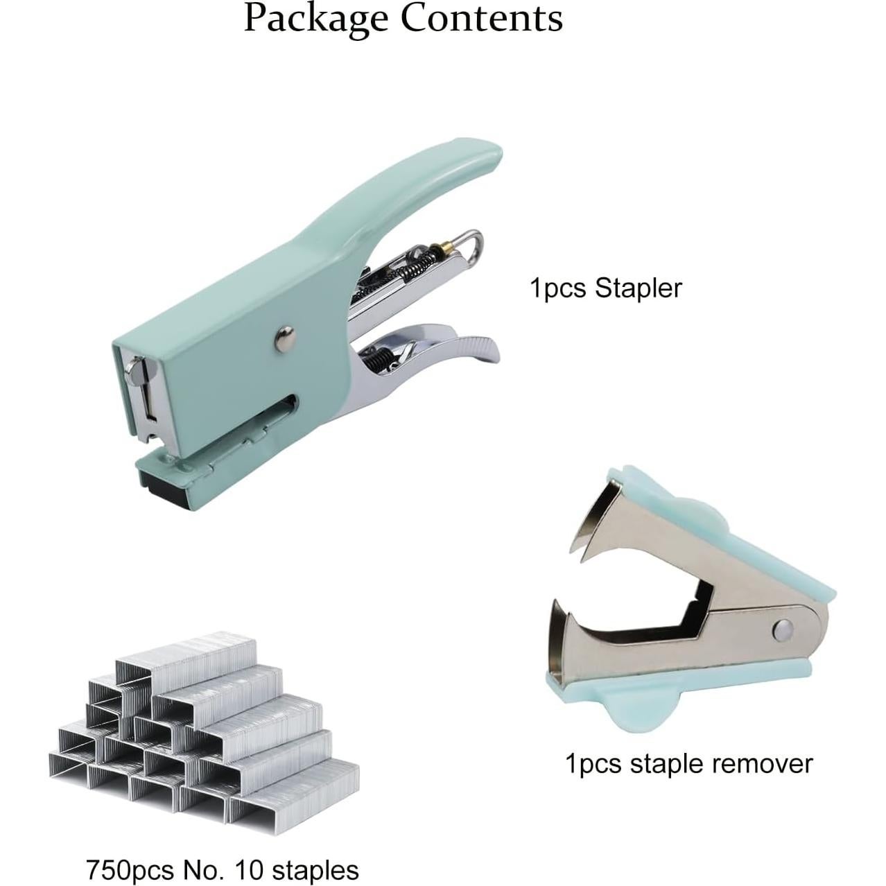 Grapadora de Mano Aacehlh Verde Menta con 750 Grapas
