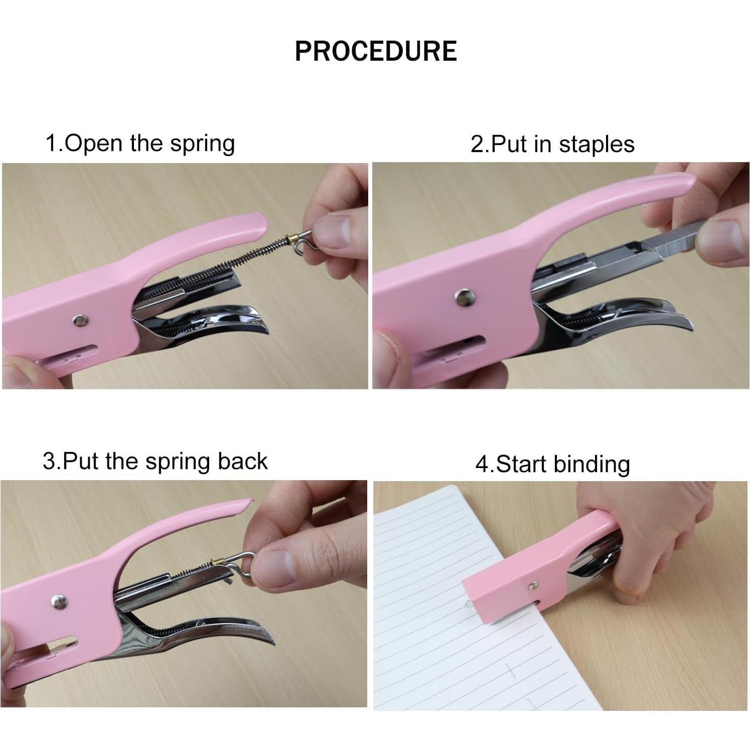 Grapadora de Mano Aacehlh Verde Menta con 750 Grapas