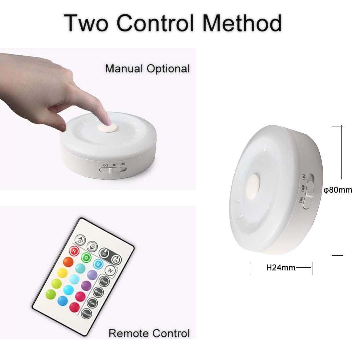 Luces Puck LED WOBSION Recargables USB Multicolor Paquete de 2