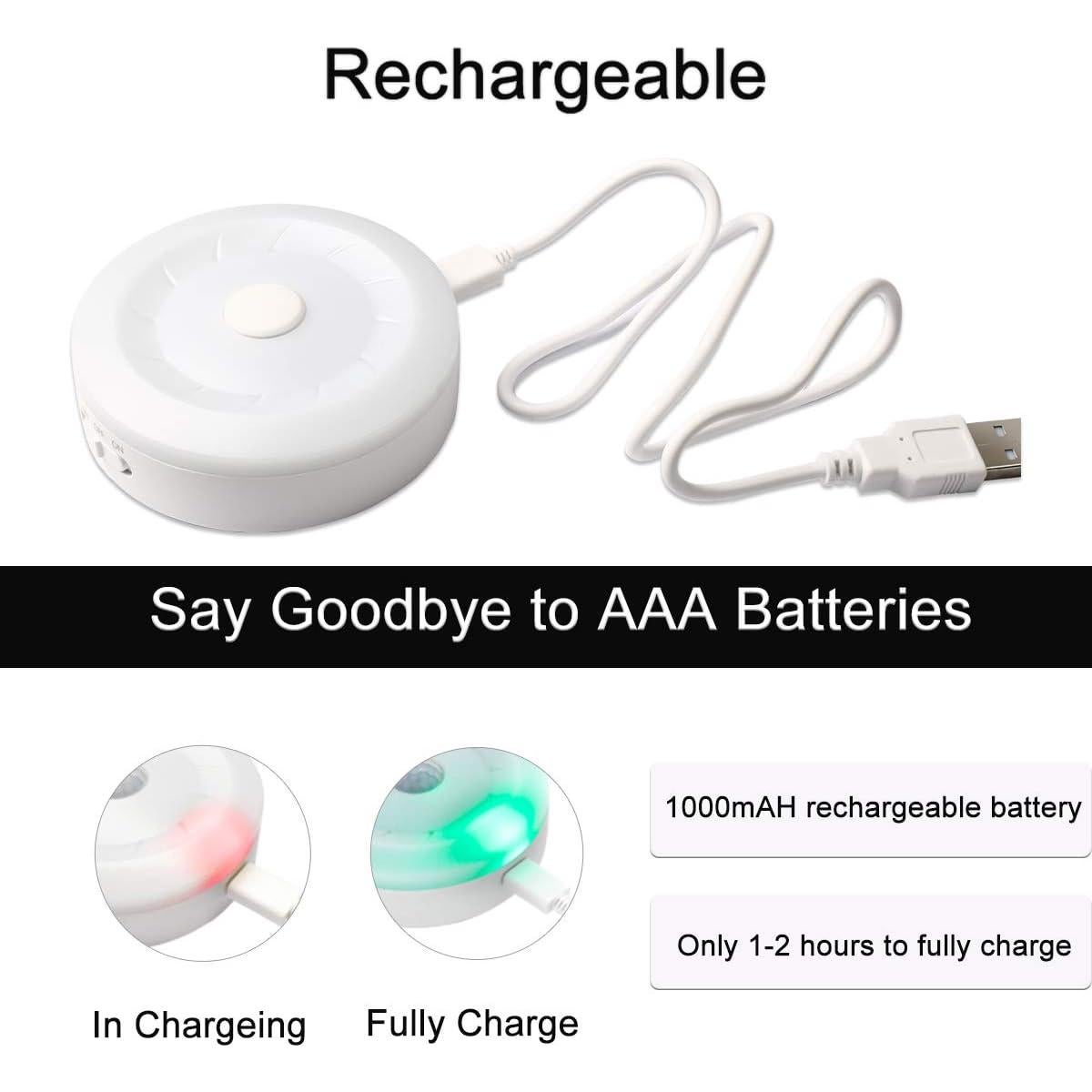 Luces Puck LED WOBSION Recargables USB Multicolor Paquete de 2