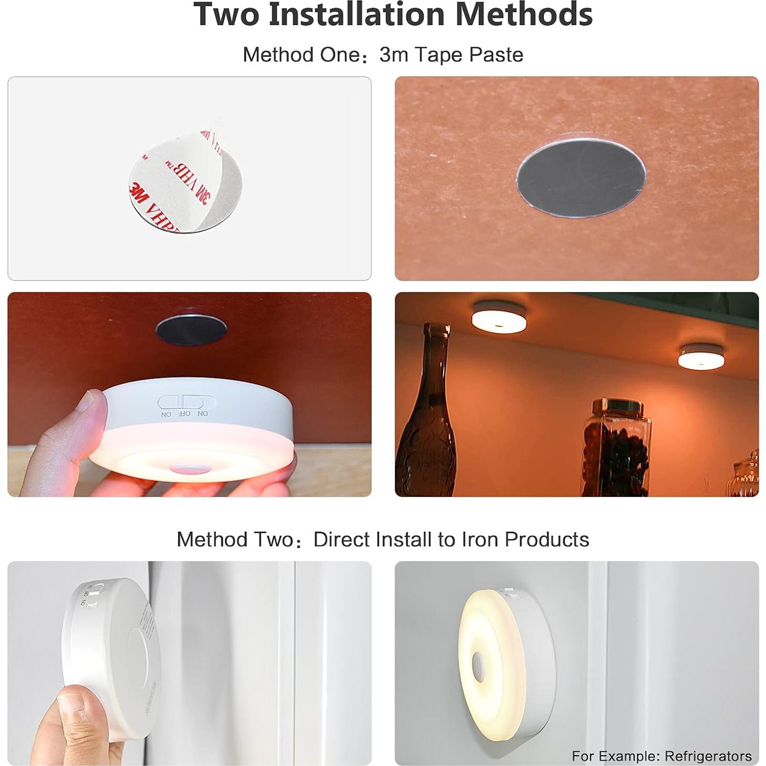 Luces Puck LED WOBSION Recargables USB Multicolor Paquete de 2