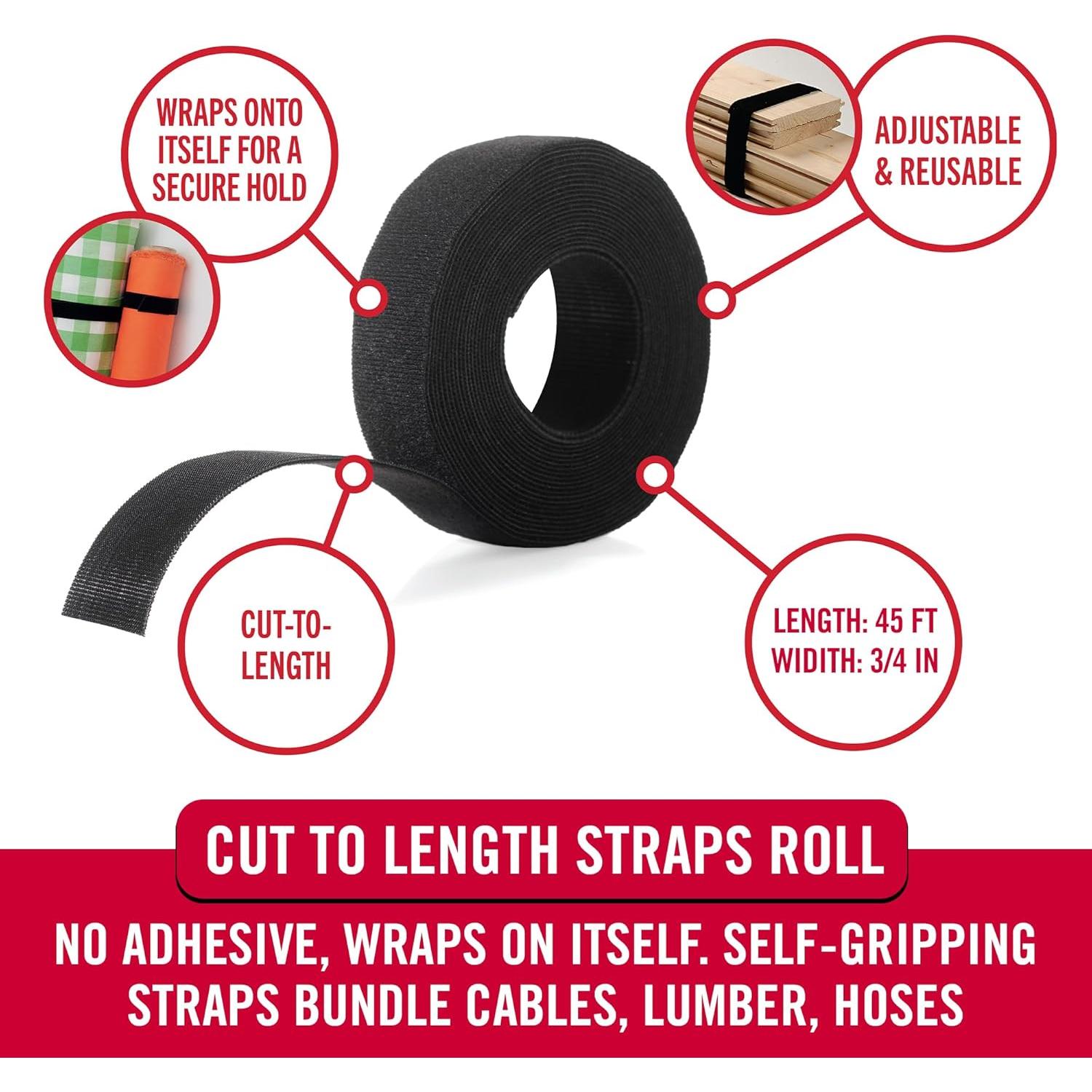 Correas VELCRO Pesadas 13.72 m x 1.9 cm Autoadhesivas