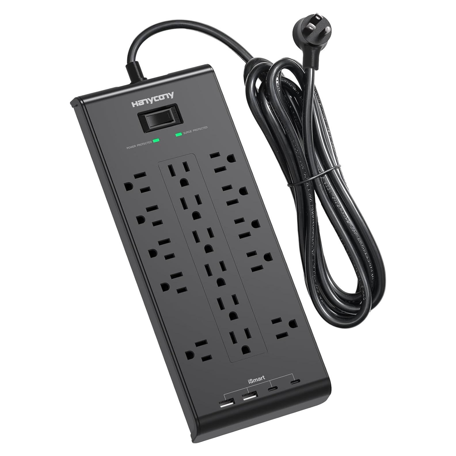 Regleta de Protección HANYCONY 1.5m 16 Salidas 4 USB Carga