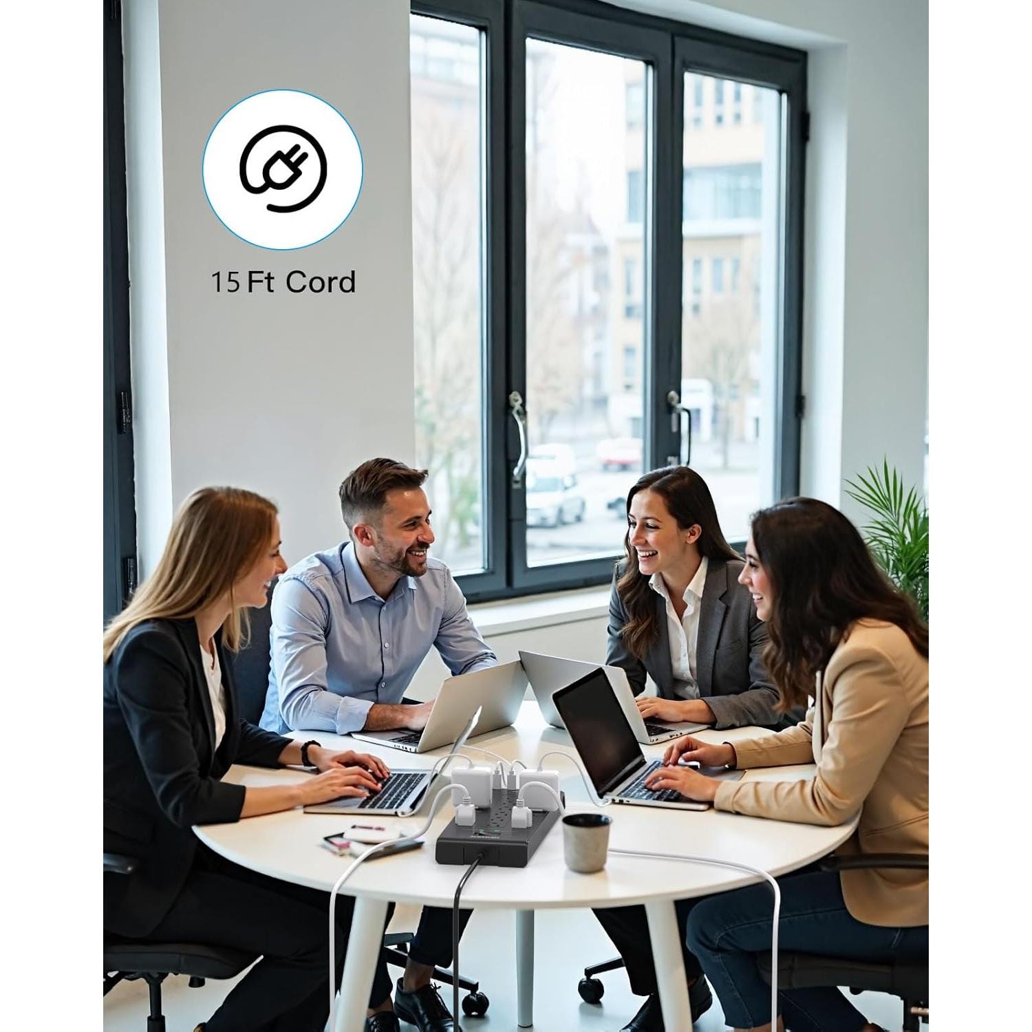 Regleta de Protección HANYCONY 1.5m 16 Salidas 4 USB Carga