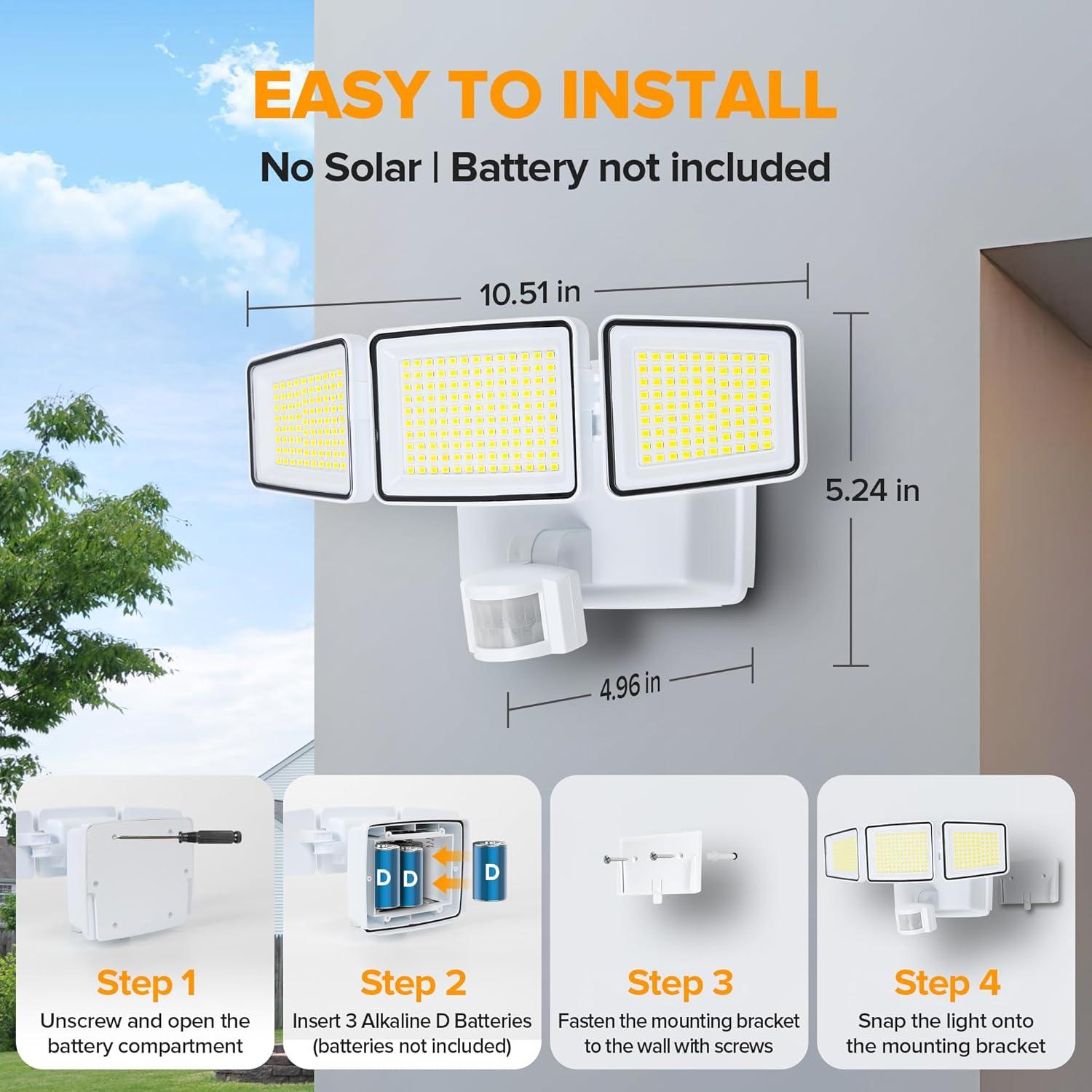 Luz de Sensor de Movimiento UME 302 LED 1800LM IP65 Blanca
