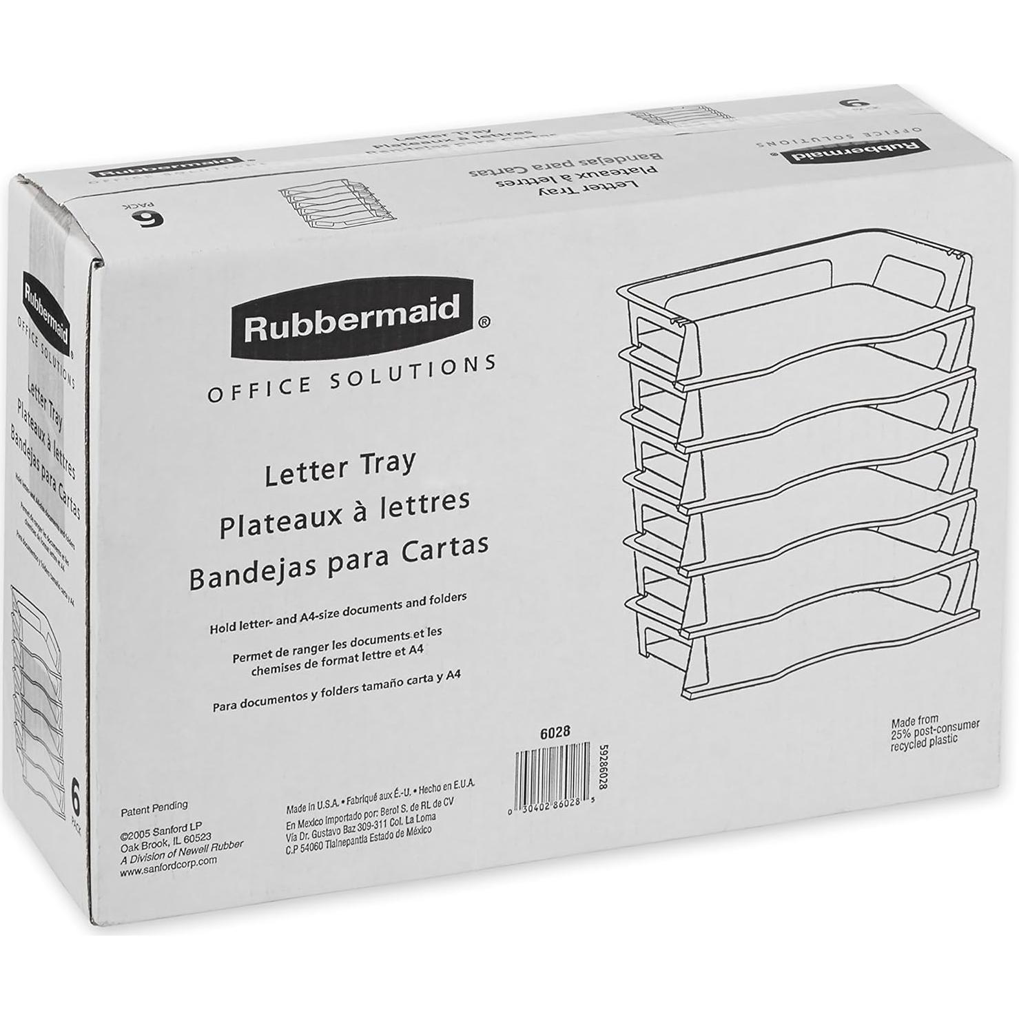 Bandeja de Cartas Rubbermaid Regeneration A4 6 Niveles Plástico Negro
