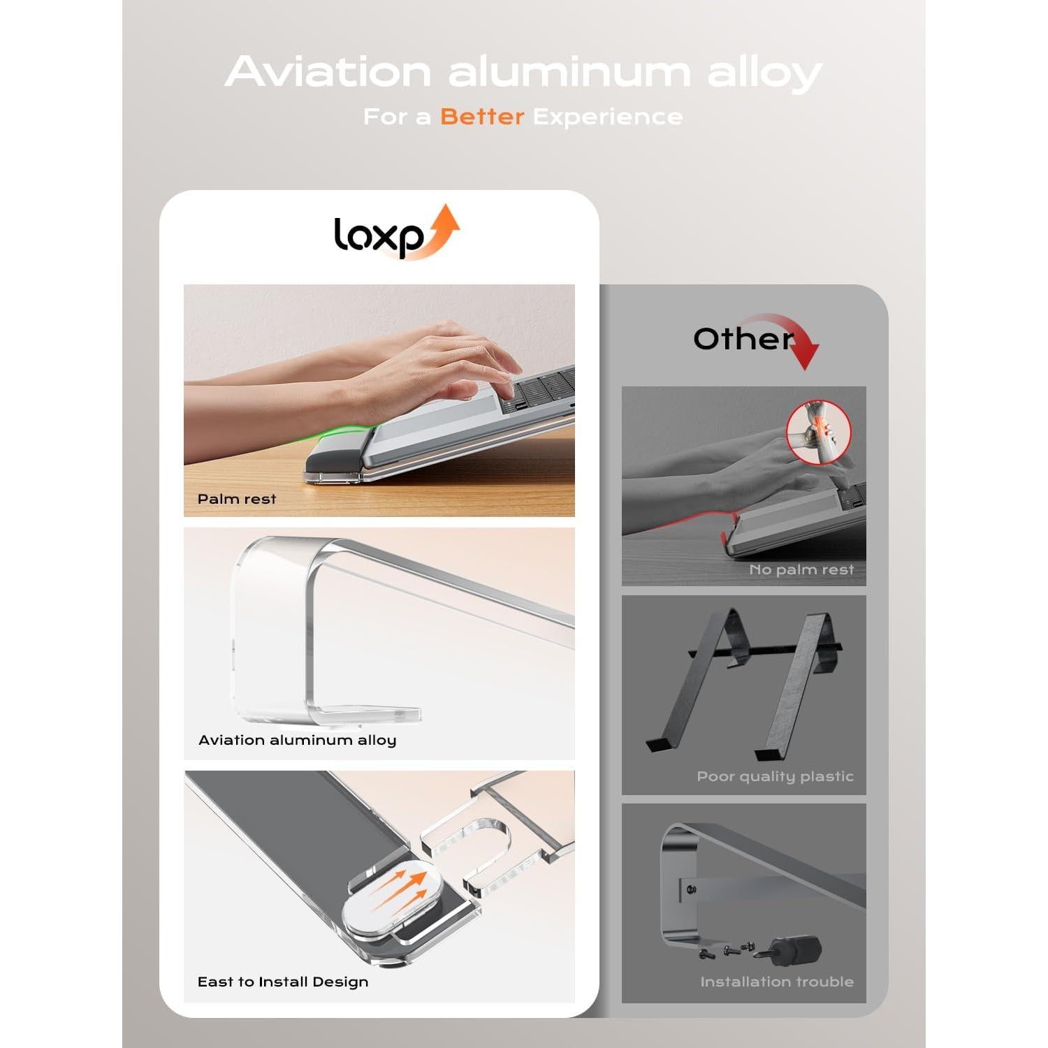 Soporte Ergonómico para Laptop LOXP NH-04B Acrílico Transparente