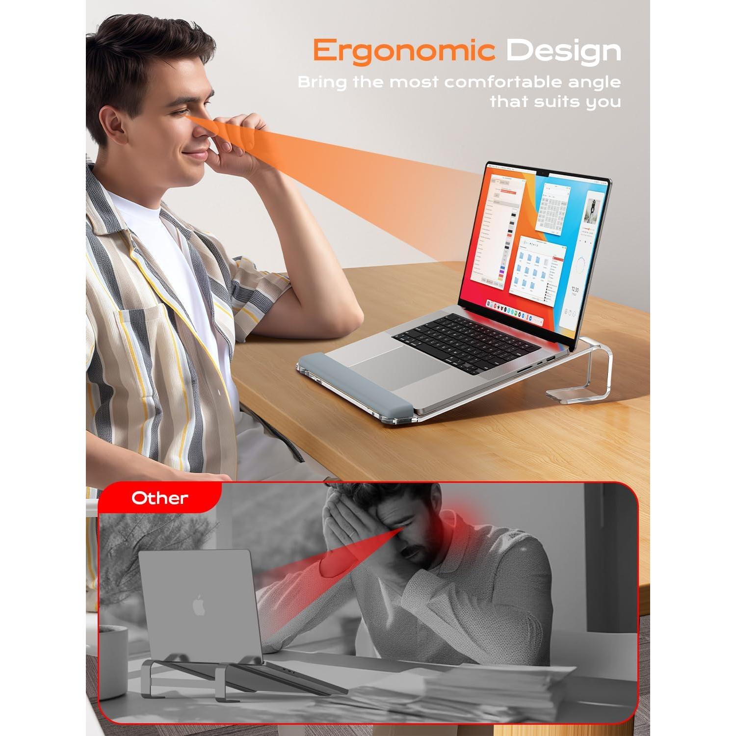 Soporte Ergonómico para Laptop LOXP NH-04B Acrílico Transparente