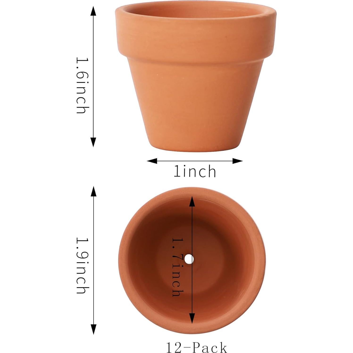 Macetas de Terracota Yishang 5.08 cm Paquete de 12 con Drenaje