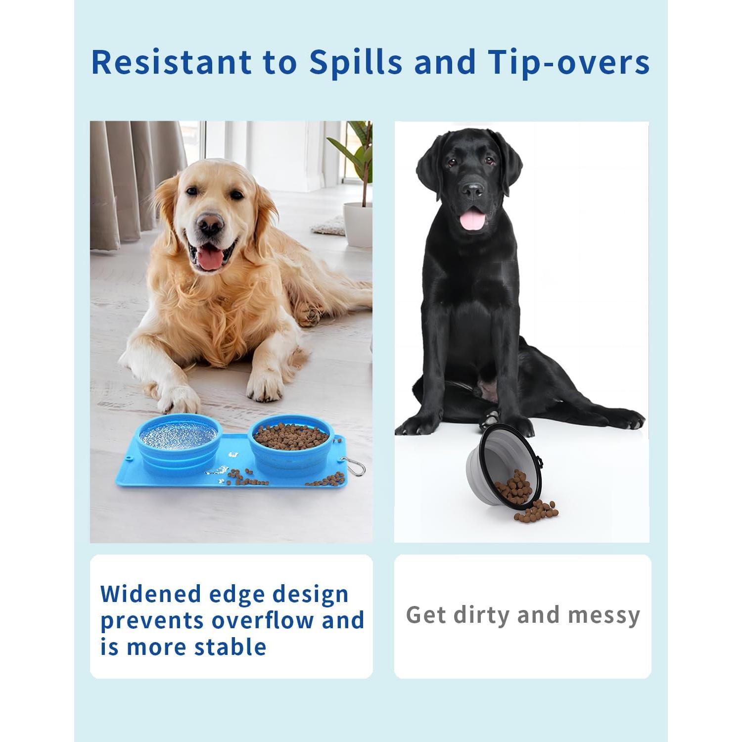 Cuenco Plegable 2-en-1 LPFLASAT para Perros y Gatos - Silicona Antideslizante