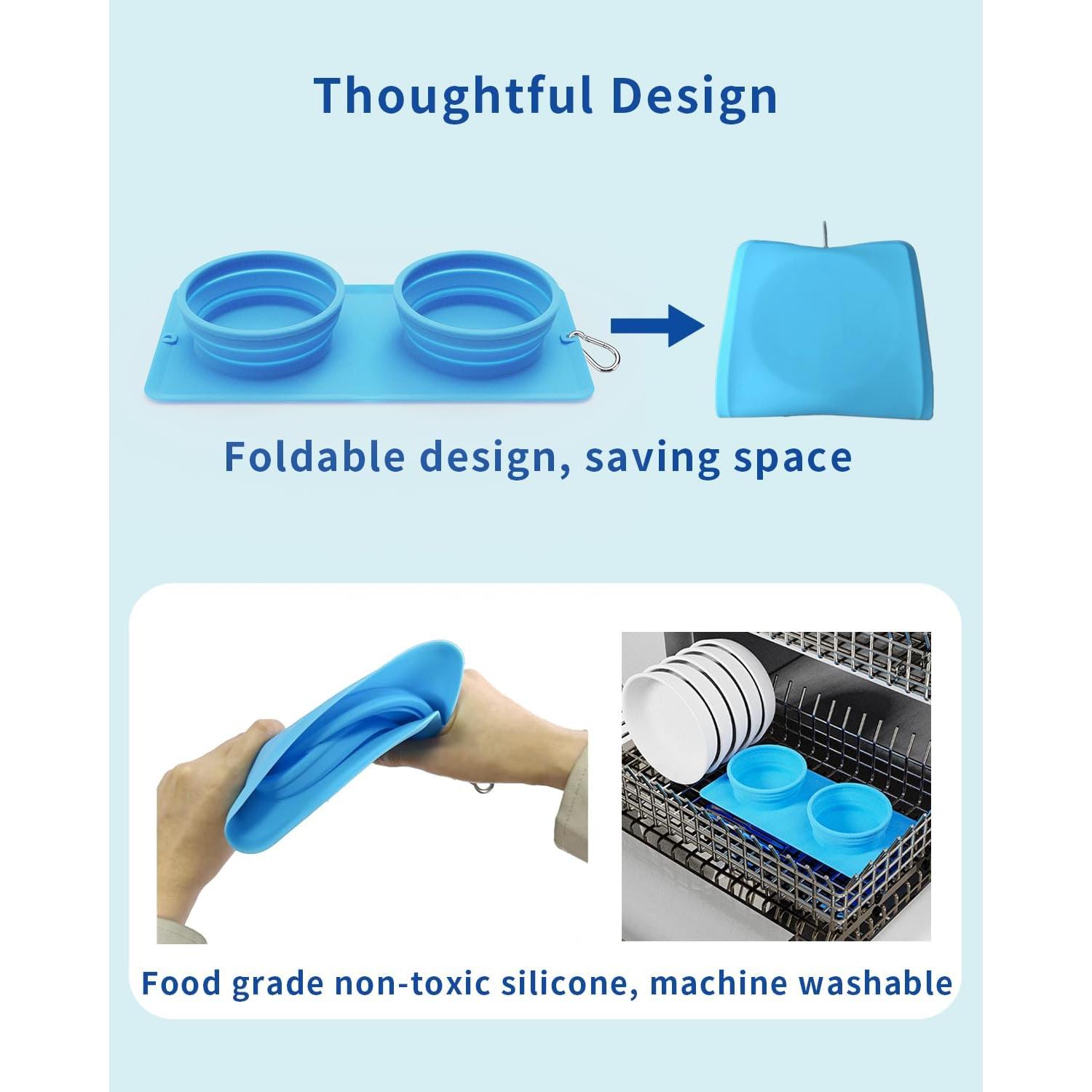 Cuenco Plegable 2-en-1 LPFLASAT para Perros y Gatos - Silicona Antideslizante