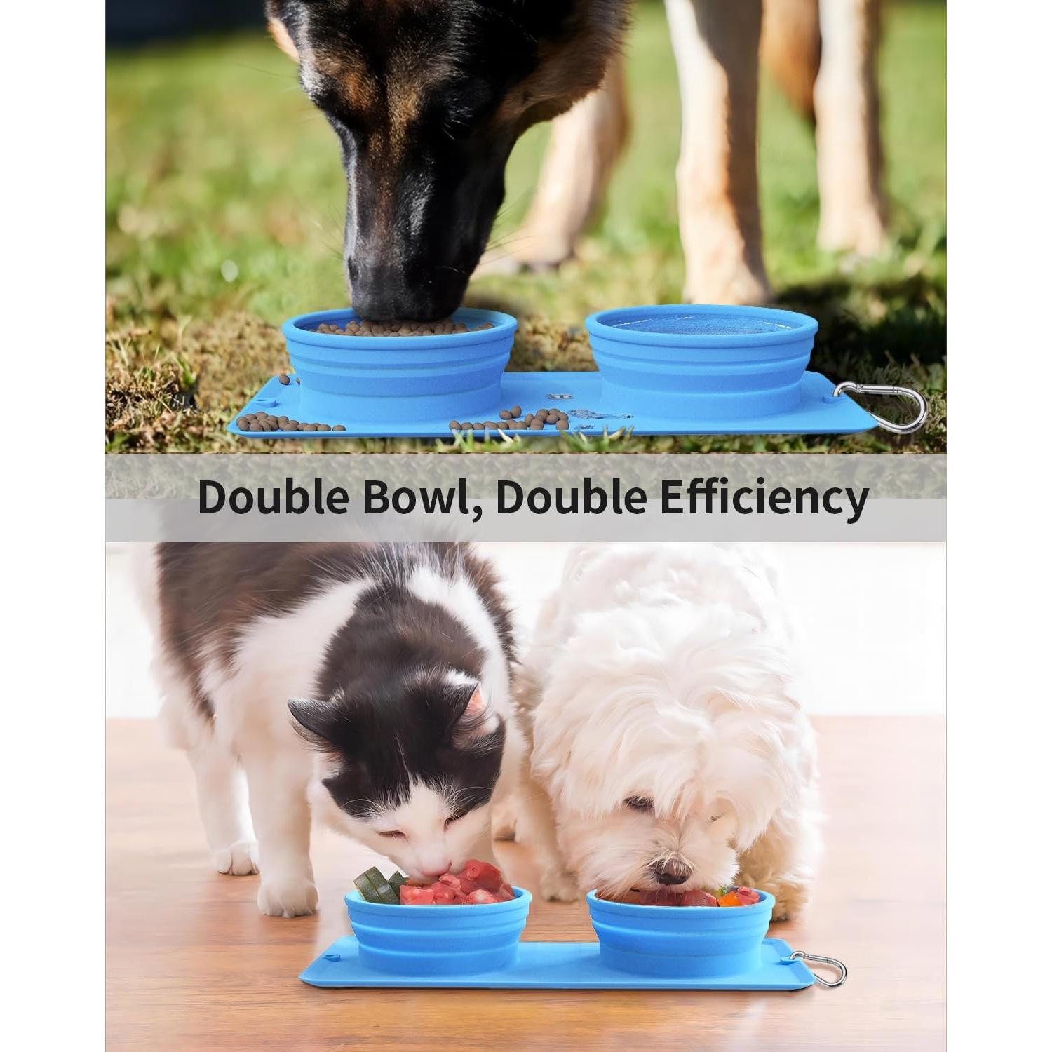 Cuenco Plegable 2-en-1 LPFLASAT para Perros y Gatos - Silicona Antideslizante