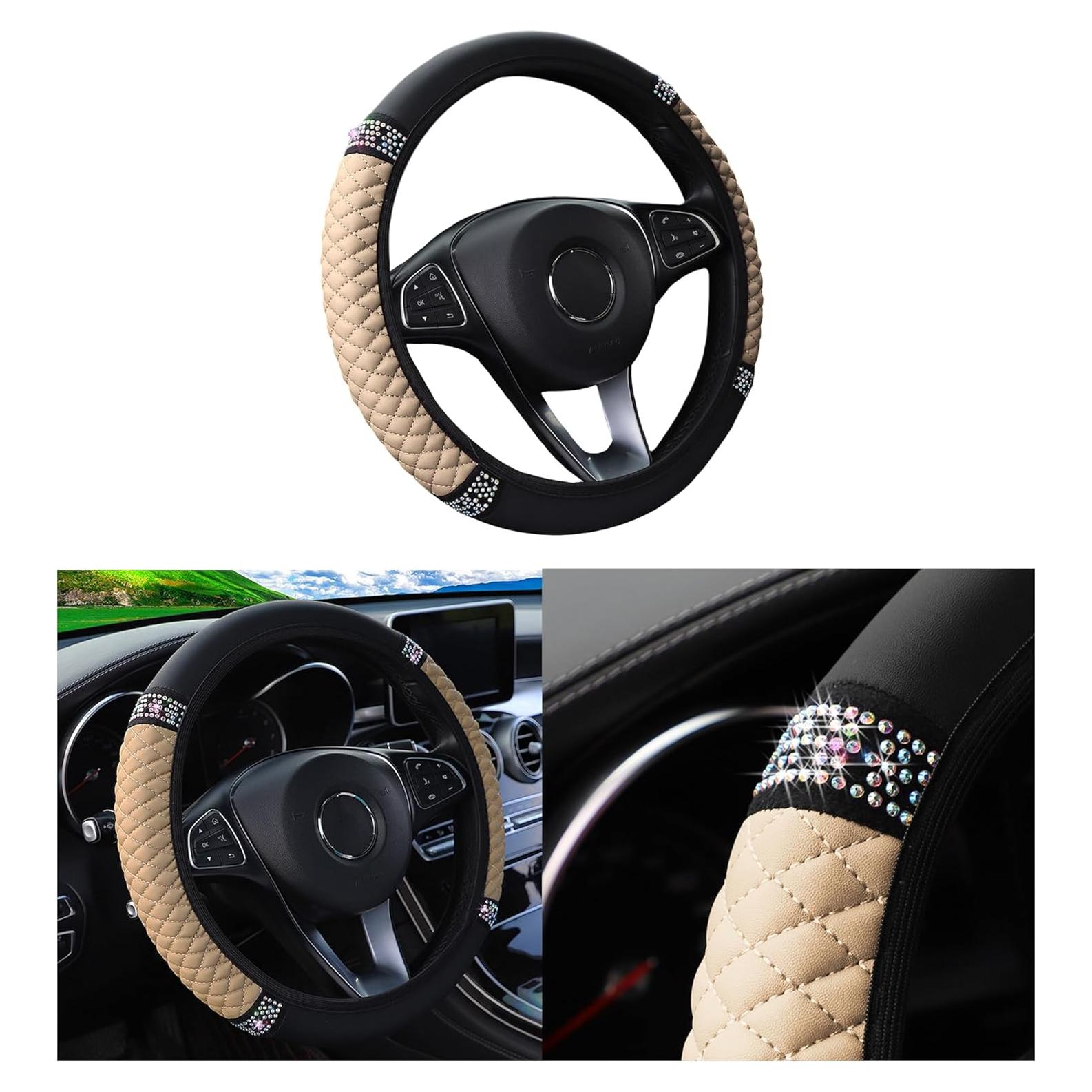 Cubierta de Volante de Coche Brillante Couslcd 38 cm Beige