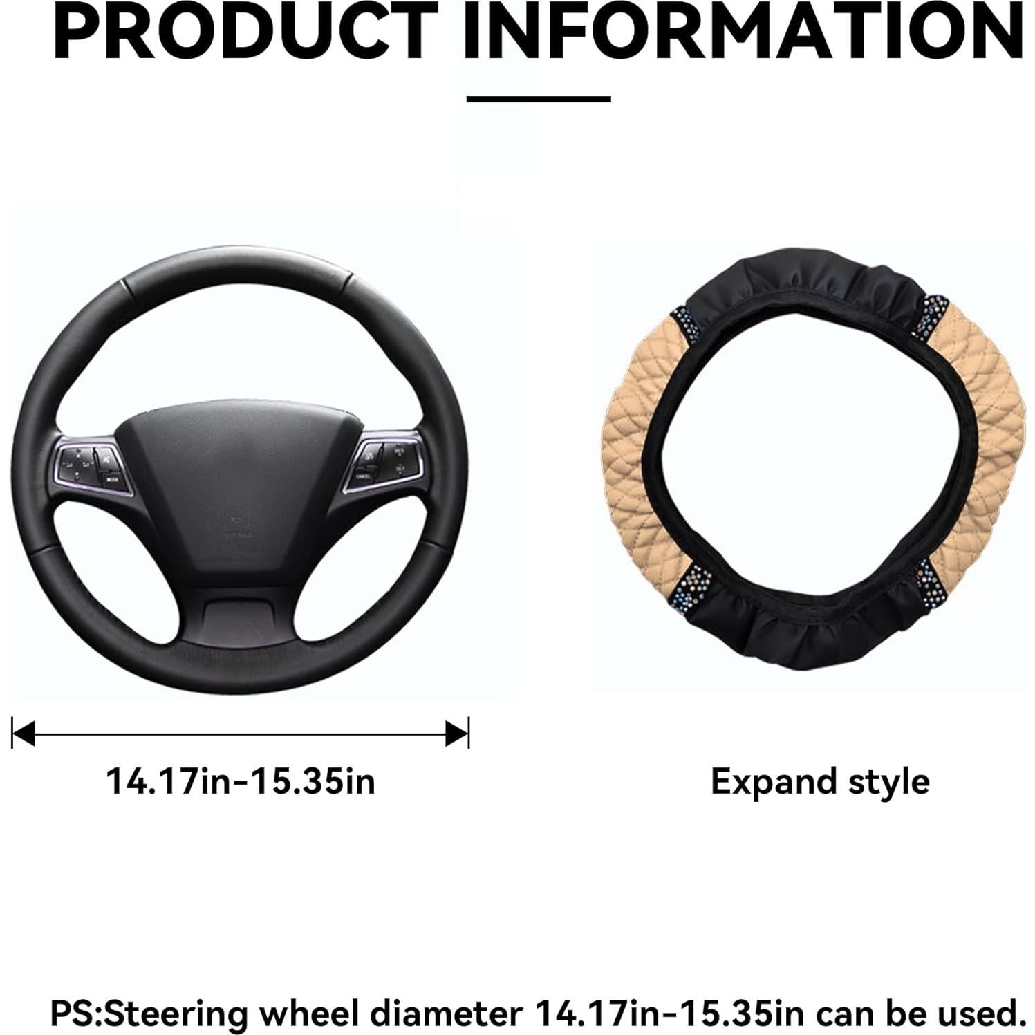 Cubierta de Volante de Coche Brillante Couslcd 38 cm Beige