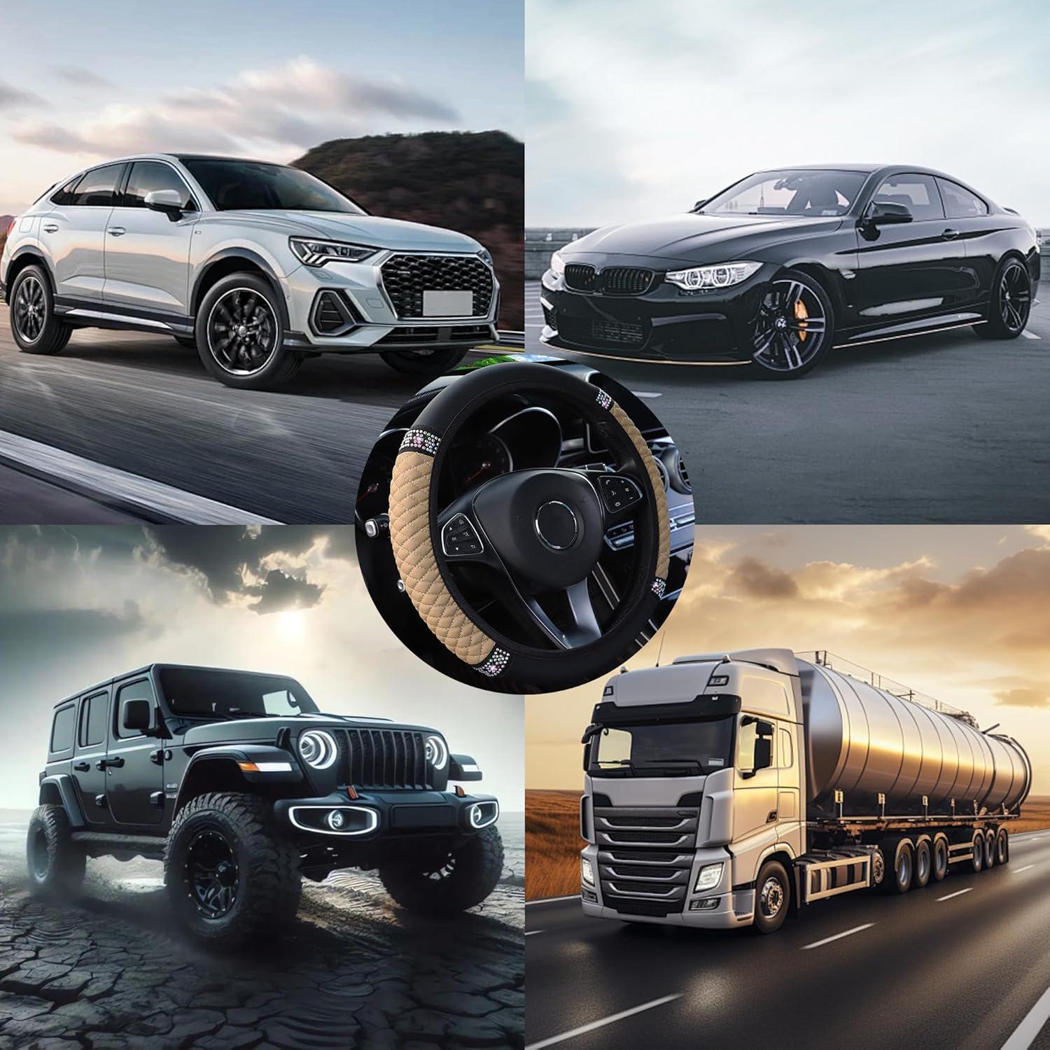 Cubierta de Volante de Coche Brillante Couslcd 38 cm Beige