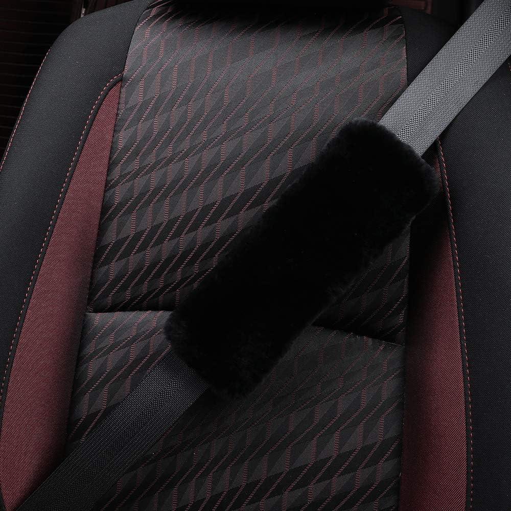 Cubierta de cinturón de seguridad OGLAND de piel de oveja negra