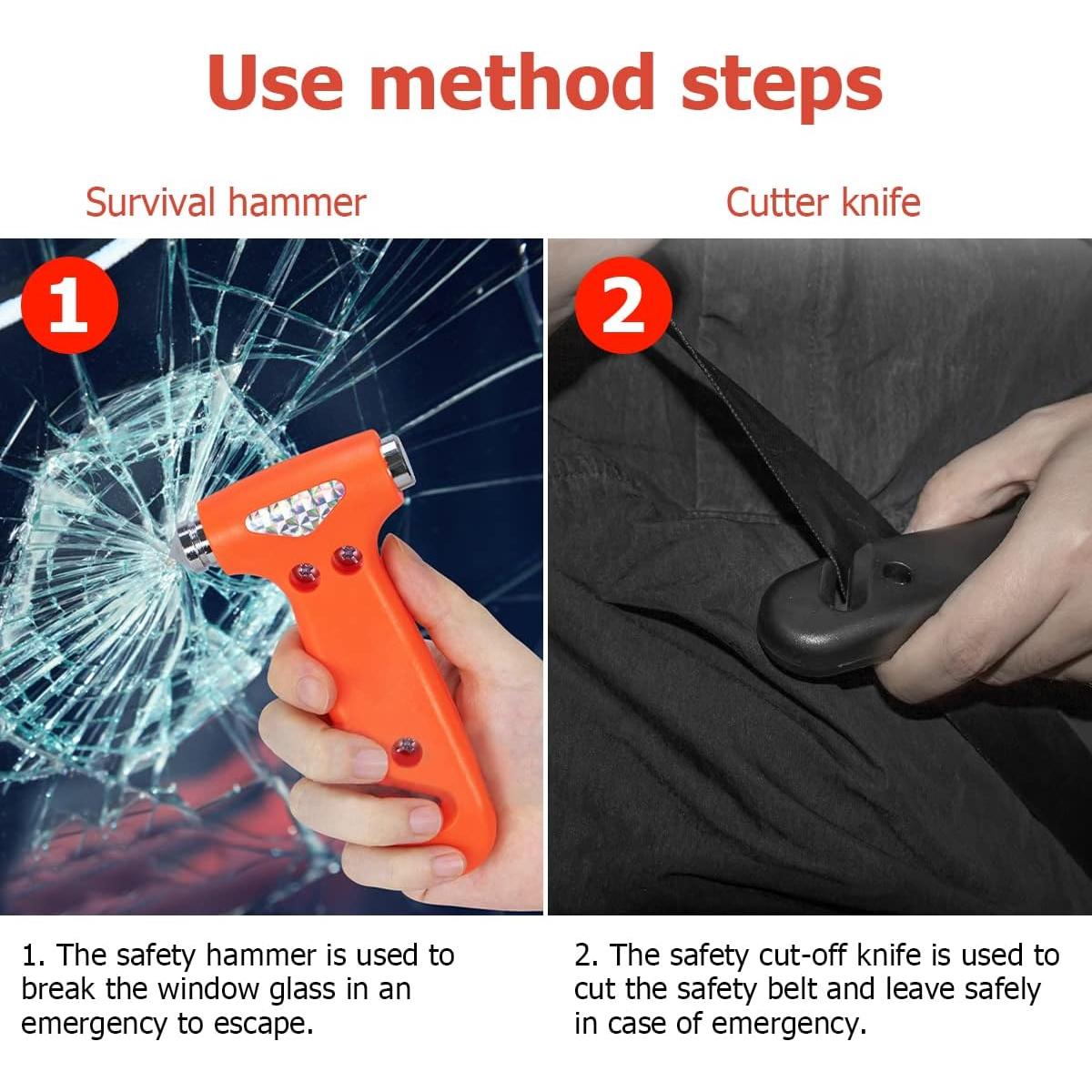 Martillo de Seguridad BELOMI para Automóvil 5-en-1 Negro