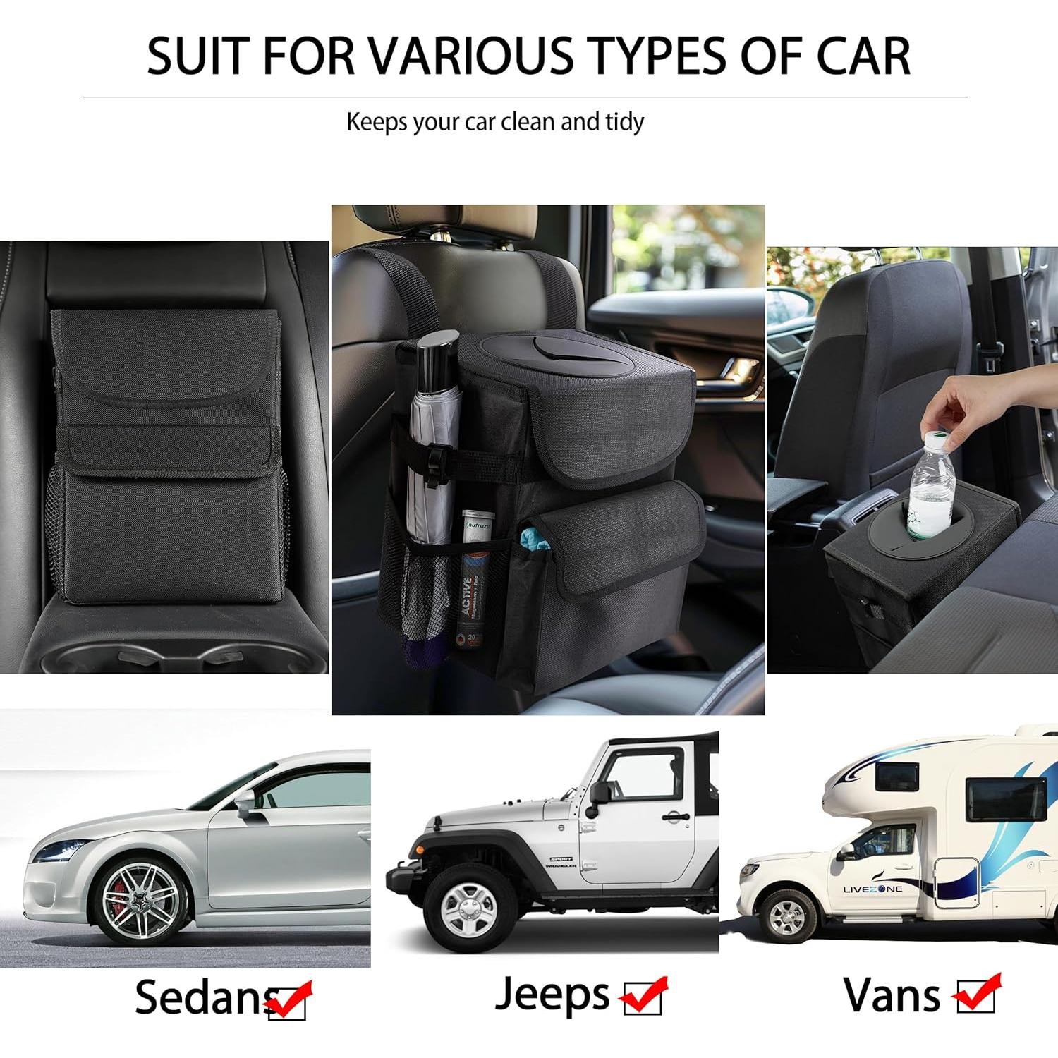 Basurero de Auto Time2go 6.81L Impermeable con Tapa