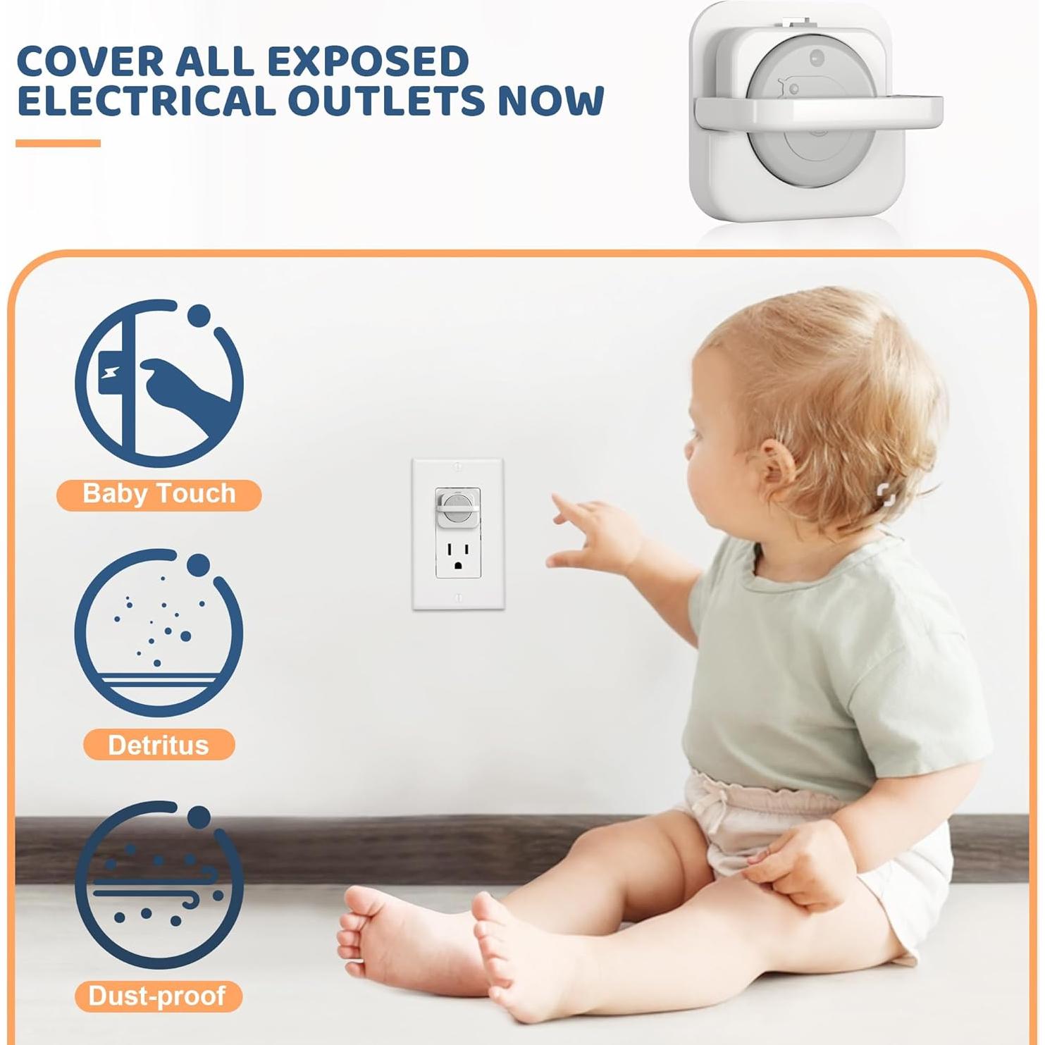 45 Cubiertas de Enchufe a Prueba de Bebés Gris - Seguridad Infantil